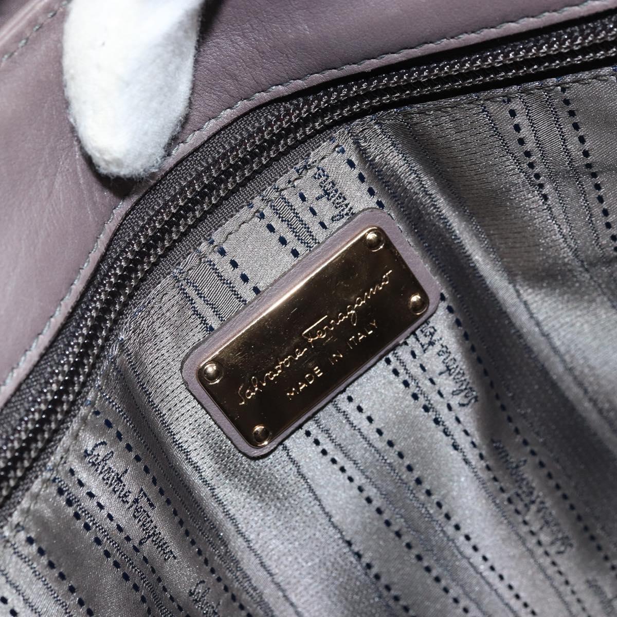 Salvatore Ferragamo Tote Bag Leather Gray Gold Auth bs33929