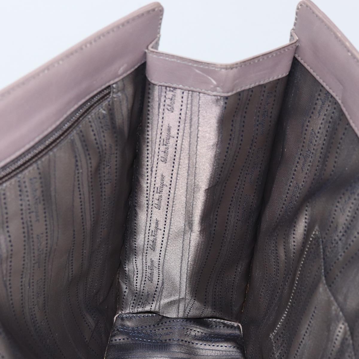 Salvatore Ferragamo Tote Bag Leather Gray Gold Auth bs33929