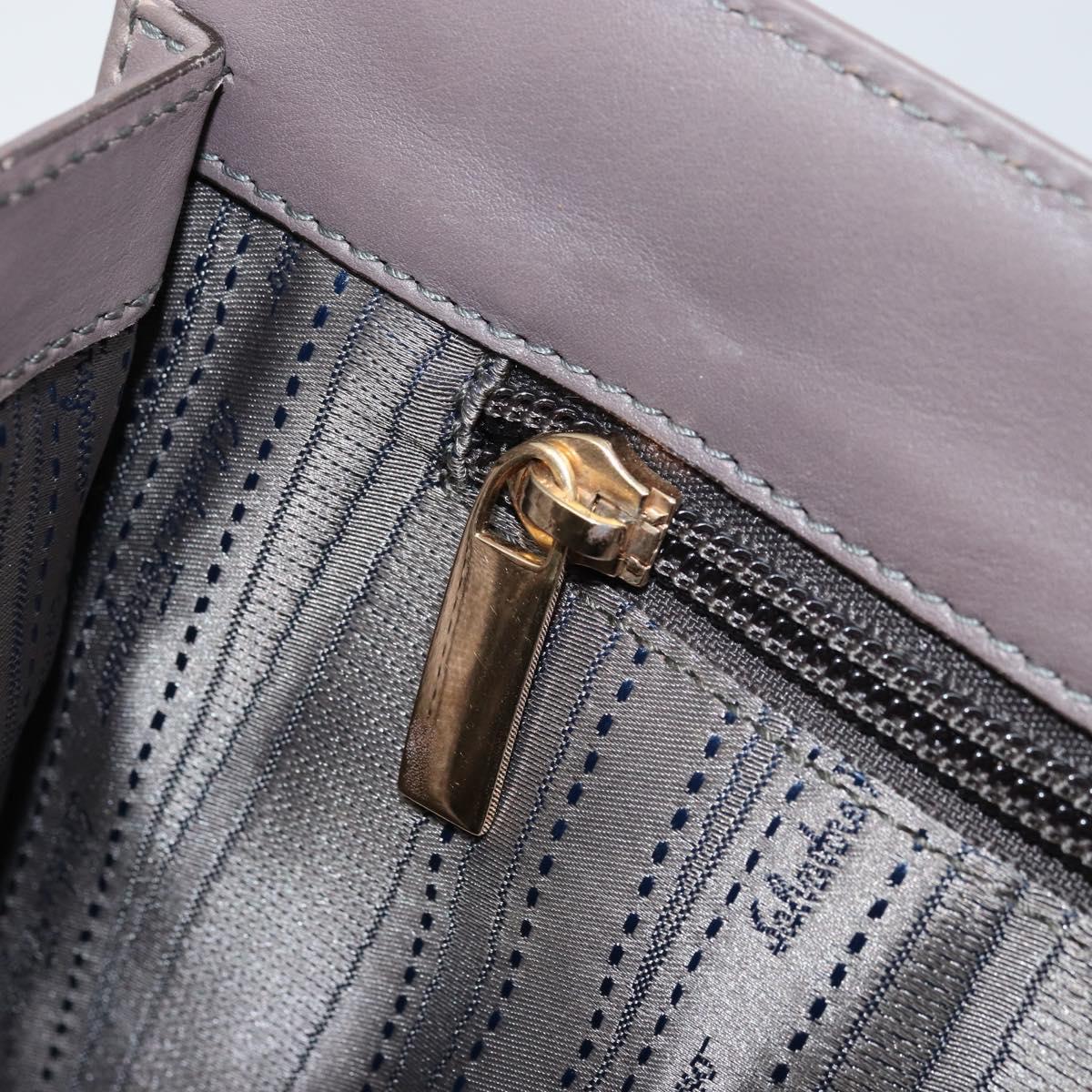 Salvatore Ferragamo Tote Bag Leather Gray Gold Auth bs33929