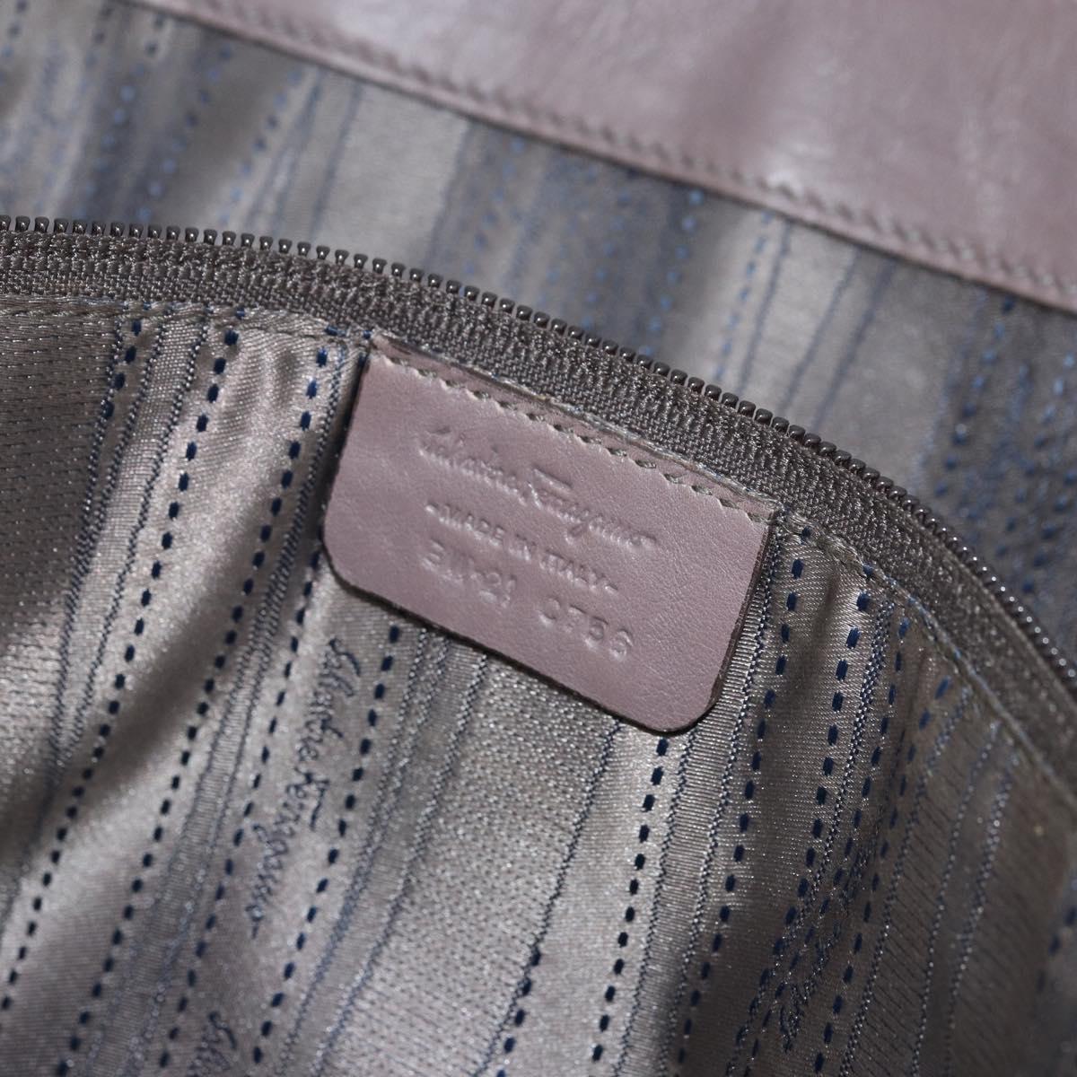 Salvatore Ferragamo Tote Bag Leather Gray Gold Auth bs33929