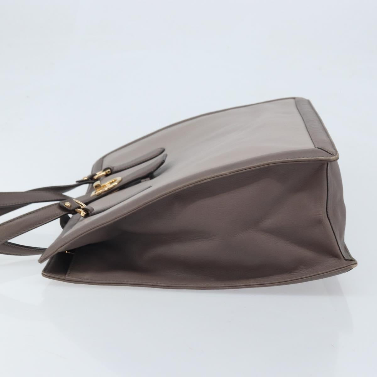 Salvatore Ferragamo Tote Bag Leather Gray Gold Auth bs33929