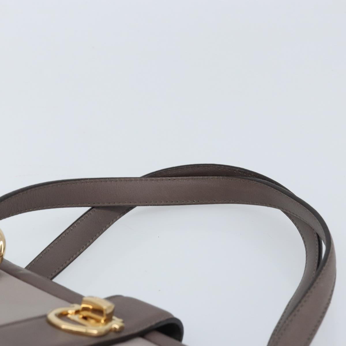 Salvatore Ferragamo Tote Bag Leather Gray Gold Auth bs33929