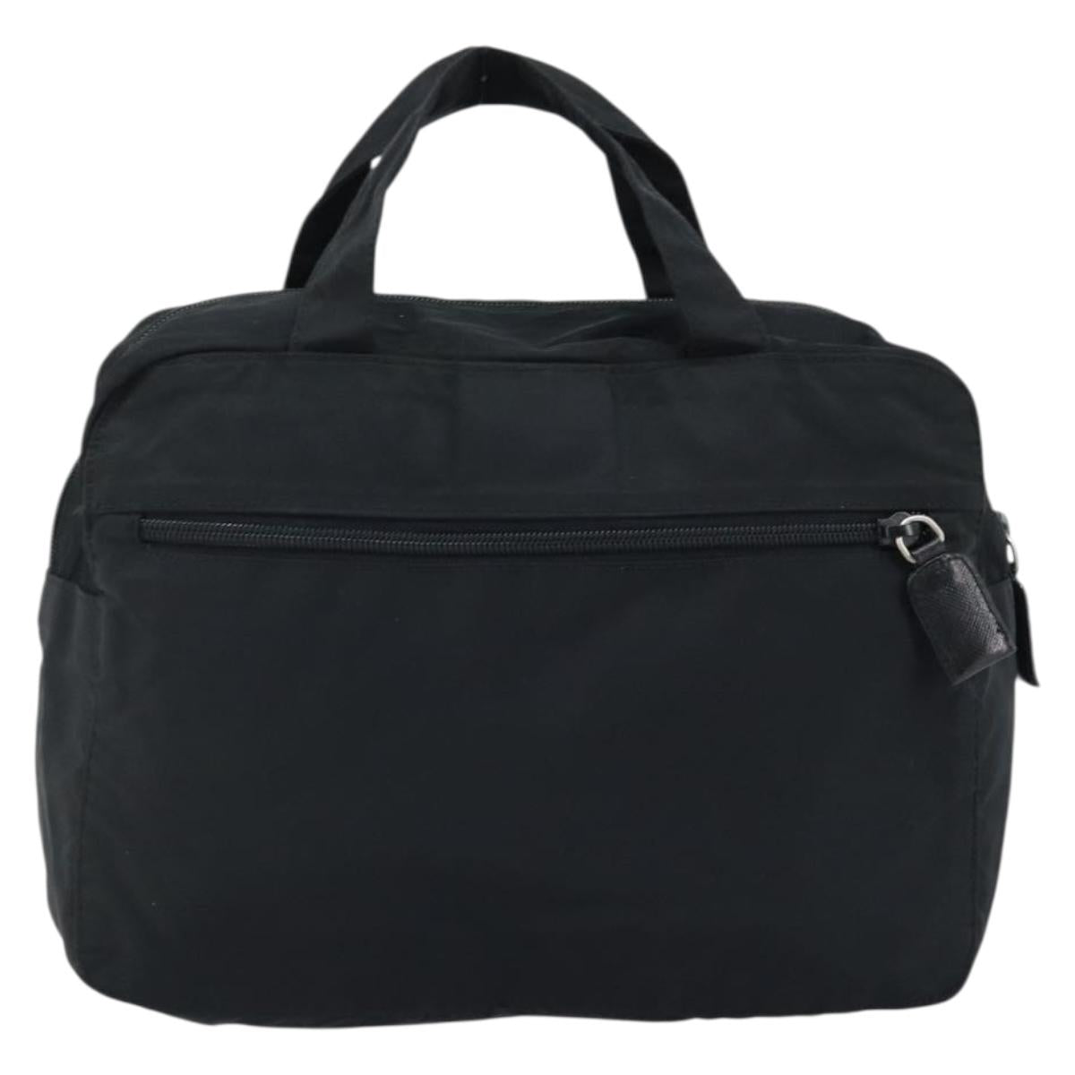 PRADA Hand Bag Nylon Silver Black Auth bs33931