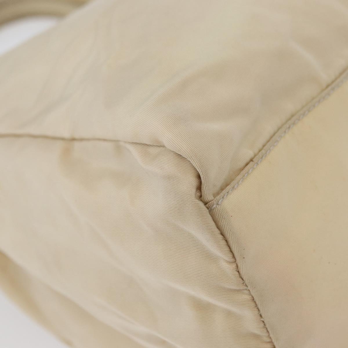 PRADA Hand Bag Nylon Silver Beige Auth bs33932