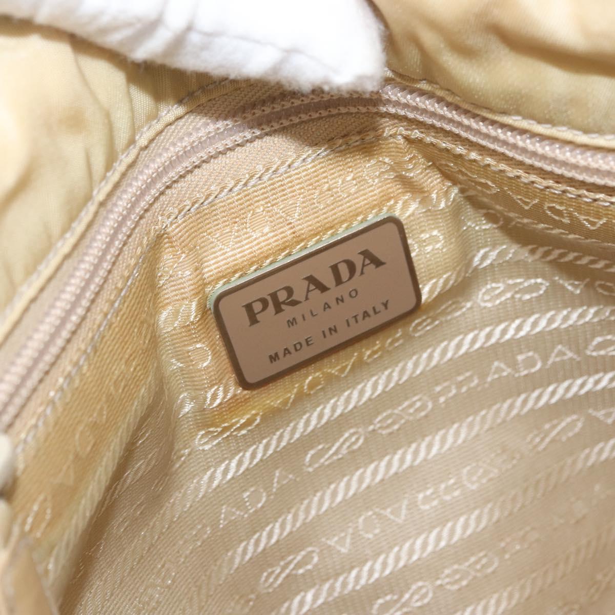 PRADA Hand Bag Nylon Silver Beige Auth bs33932