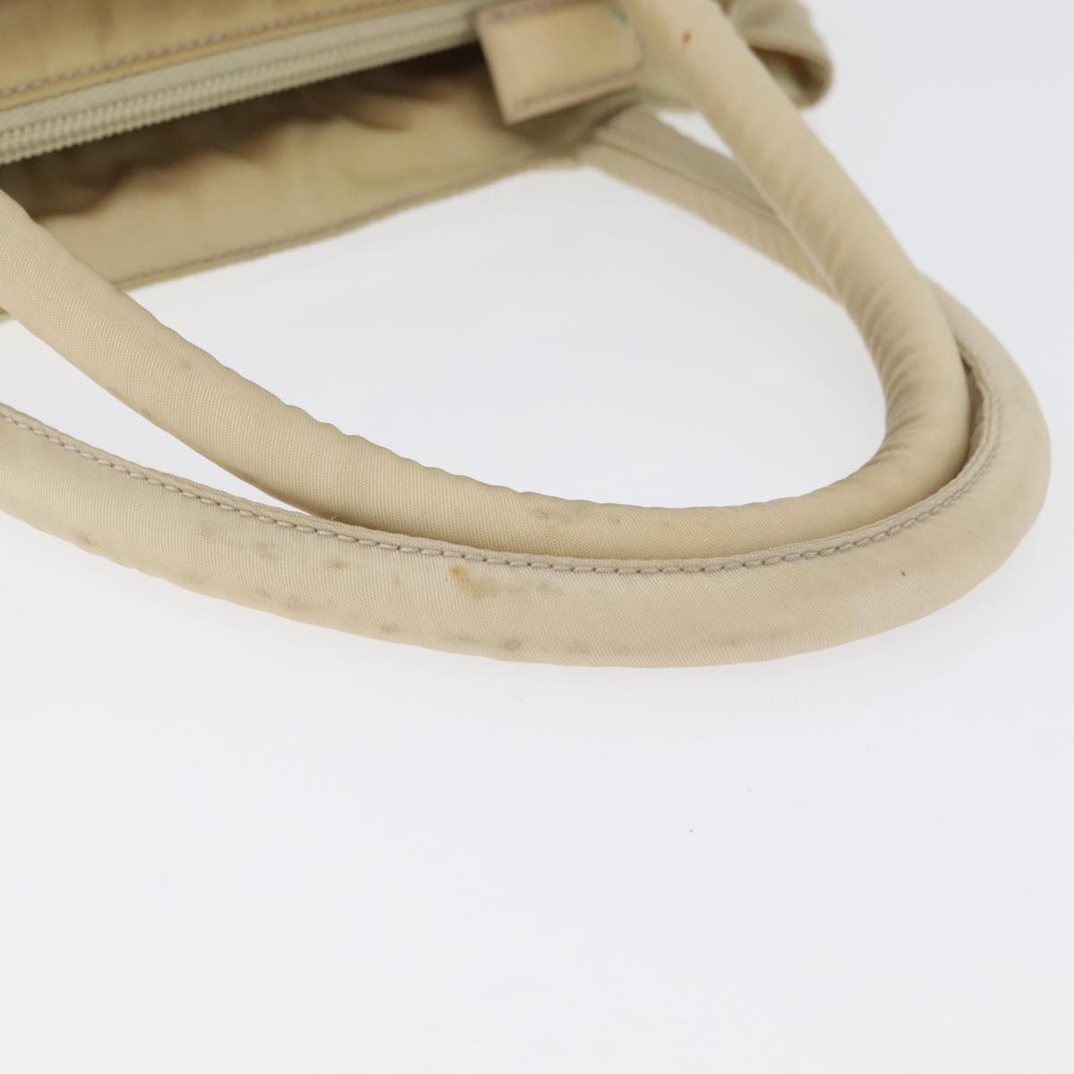 PRADA Hand Bag Nylon Silver Beige Auth bs33932