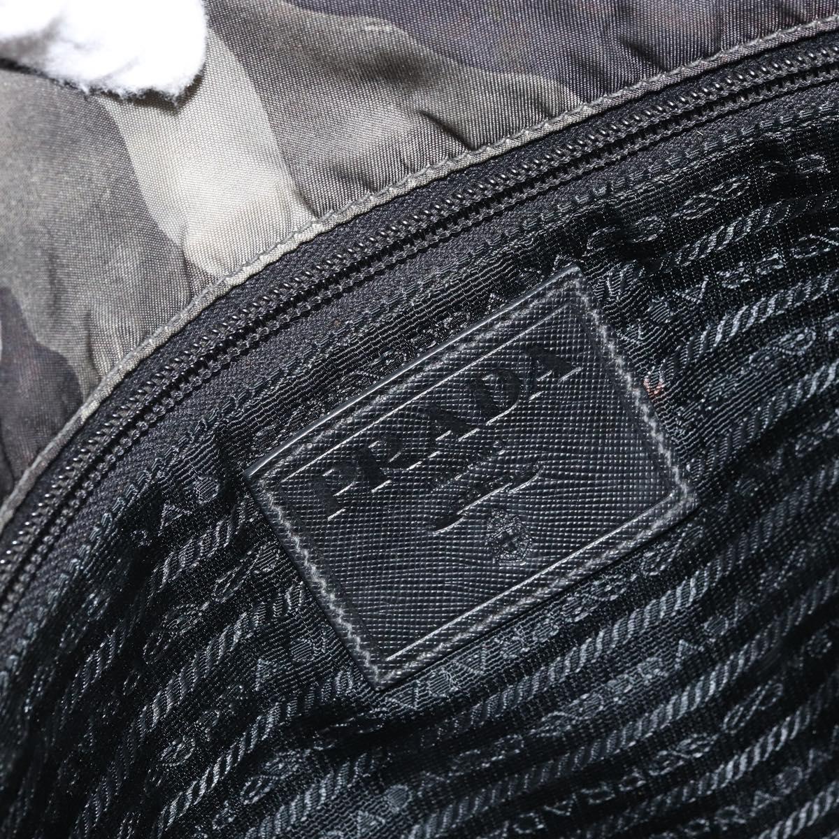 PRADA Shoulder Bag Nylon Khaki Silver Auth bs33935