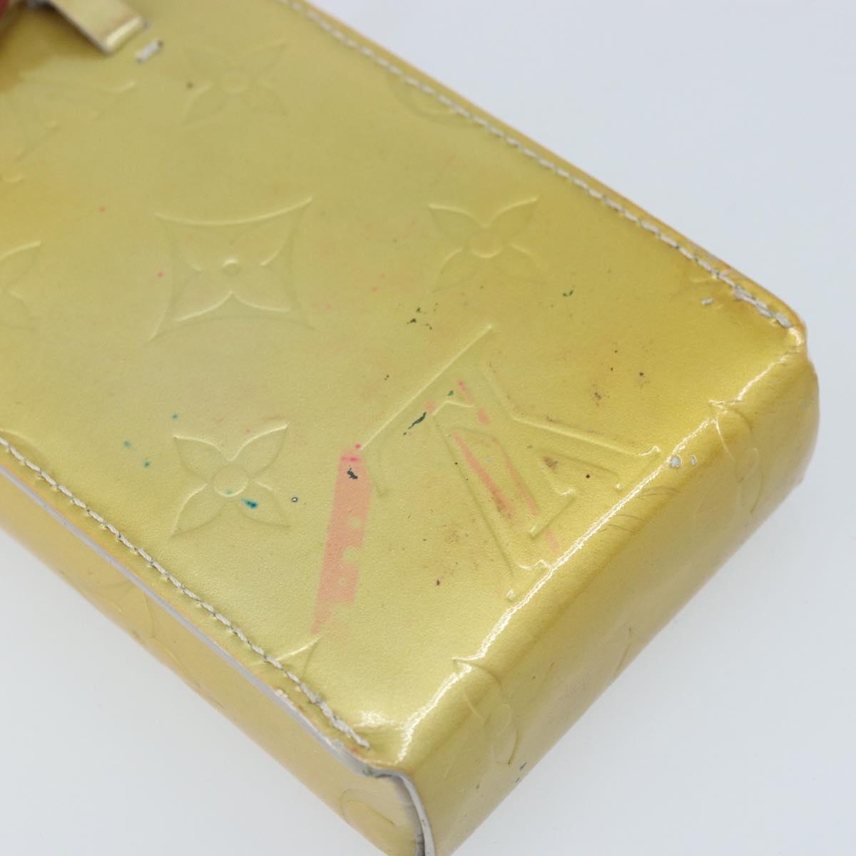 LOUIS VUITTON Monogram Vernis Green Cigarette Case Gris LV Auth bs33952