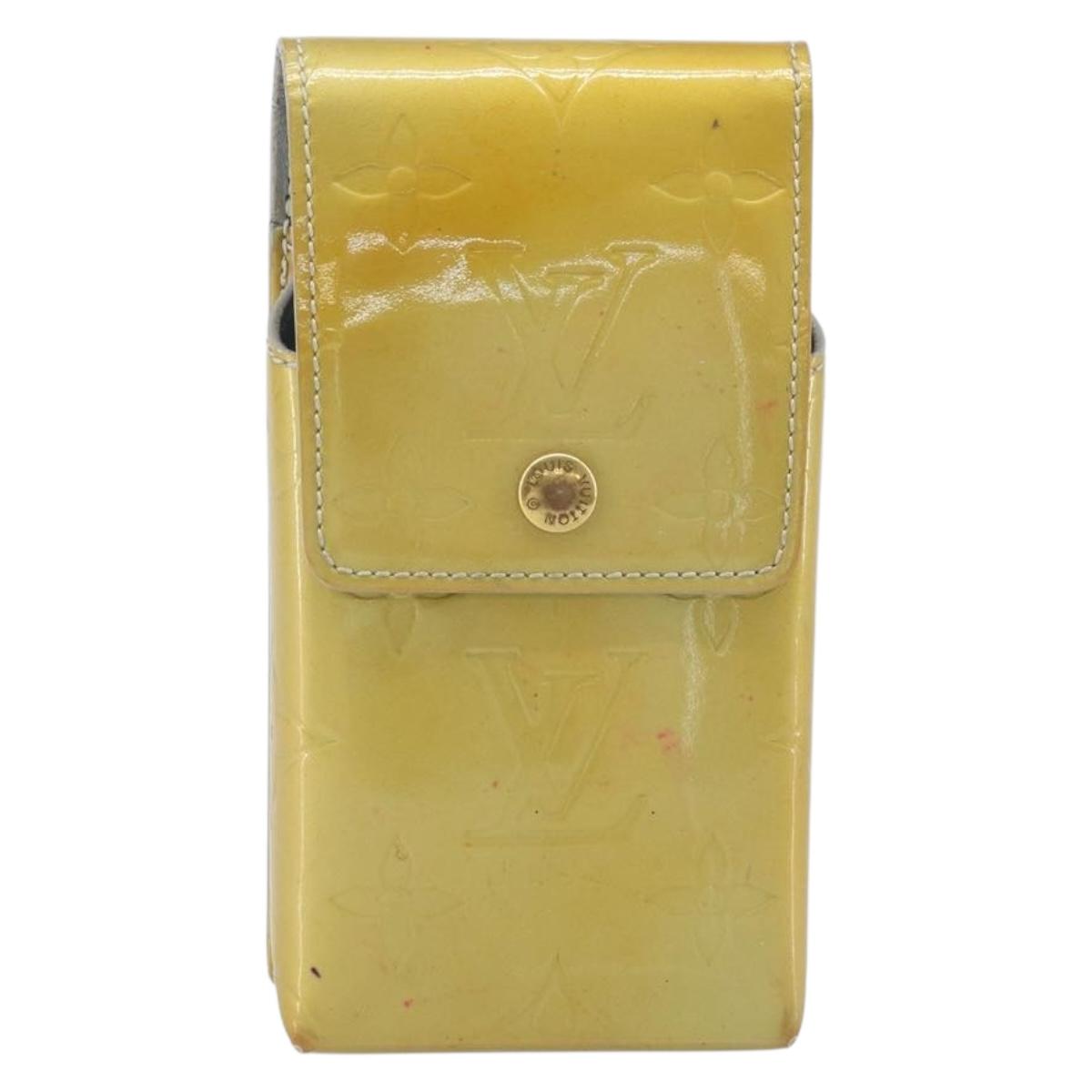 LOUIS VUITTON Monogram Vernis Green Cigarette Case Gris LV Auth bs33952