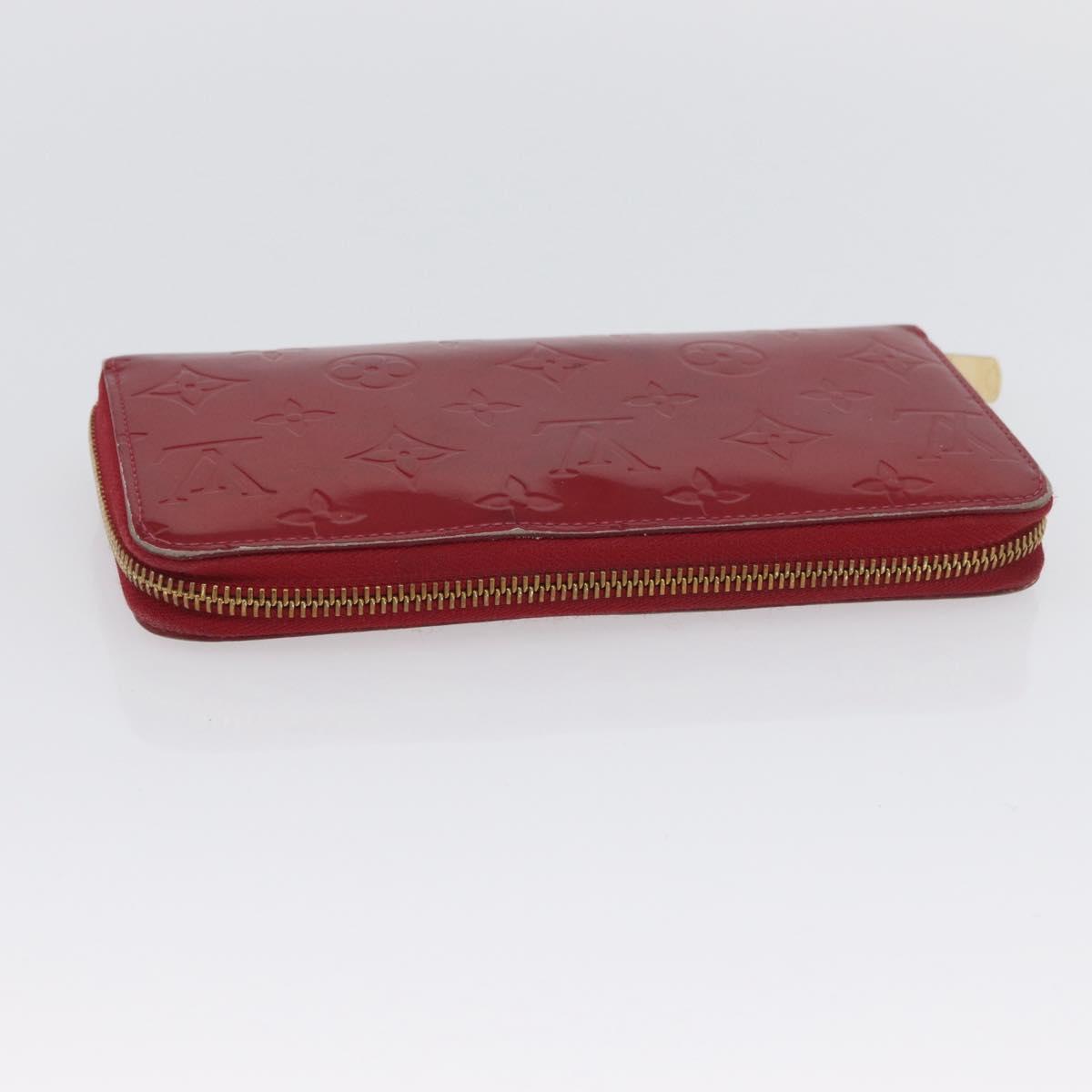 LOUIS VUITTON Monogram Vernis Zippy Wallet Long Wallet Red M90200 Auth bs33958