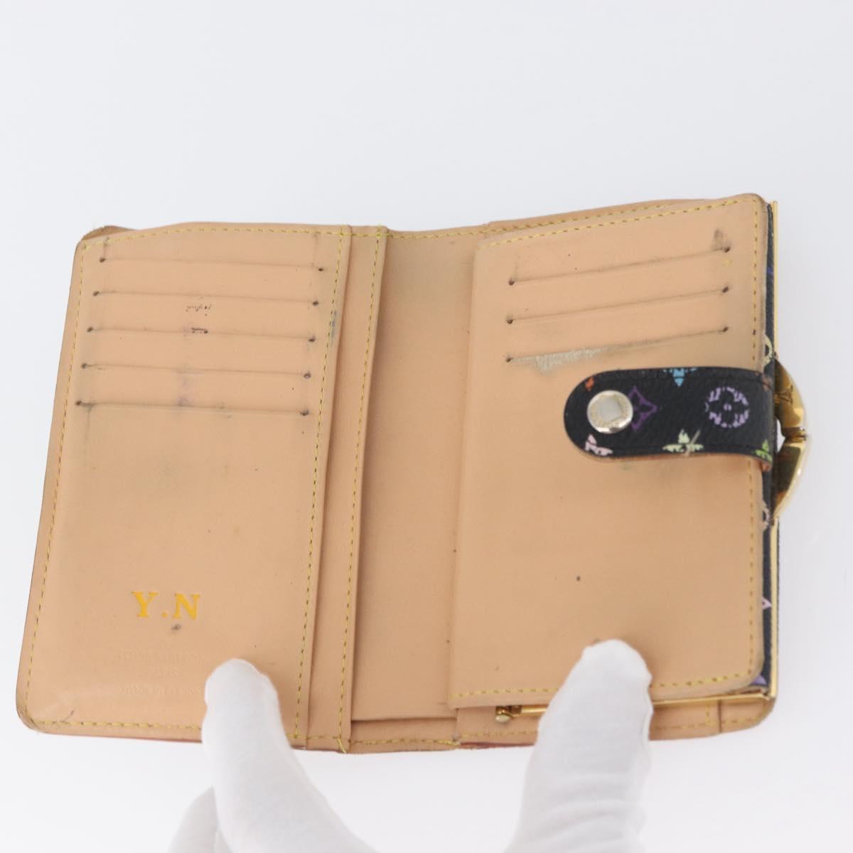 LOUIS VUITTON Multicolor Portefeuille Viennois Wallet Black M92988 Auth bs33960