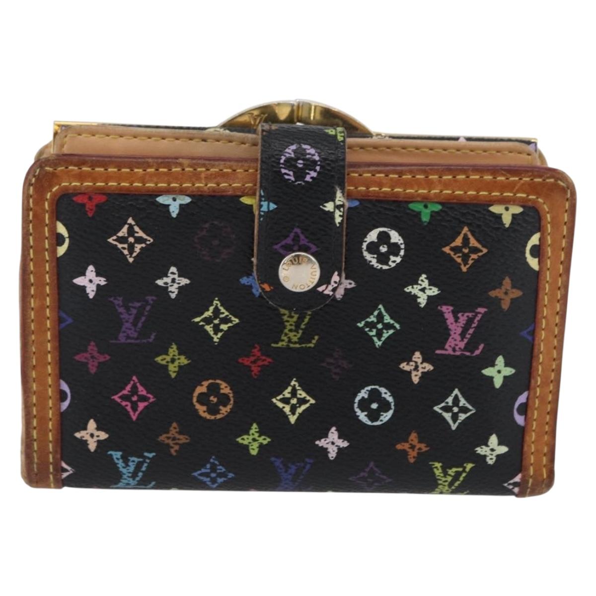 LOUIS VUITTON Multicolor Portefeuille Viennois Wallet Black M92988 Auth bs33960