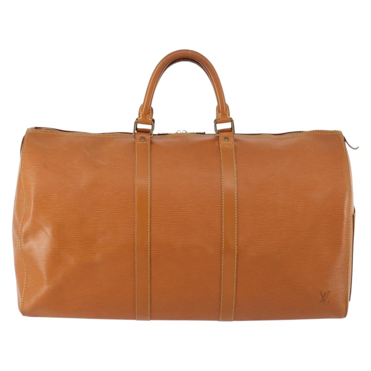 LOUIS VUITTON Epi Keepall 50 Boston Bag Brown M42968 LV Auth bs33962