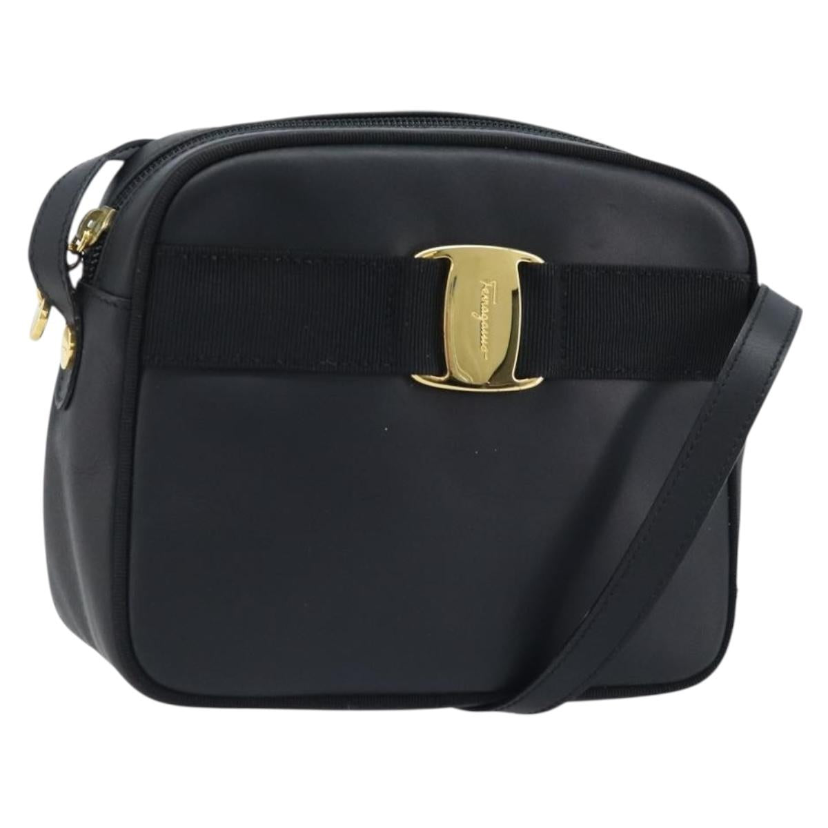 LOEWE Shoulder Bag Leather Brown Gold Auth bs33967