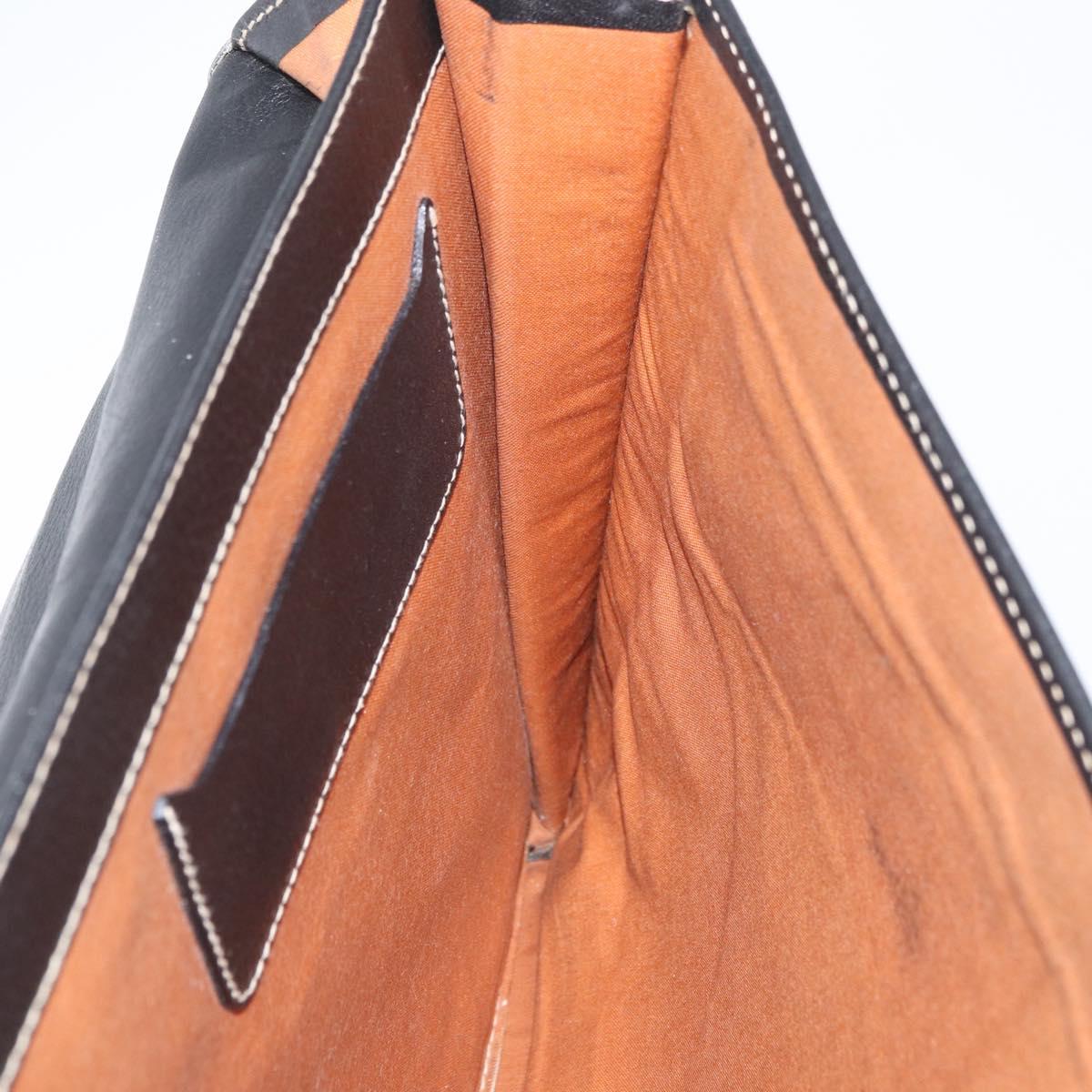 LOEWE Briefcase Leather Black Gold Auth bs33968