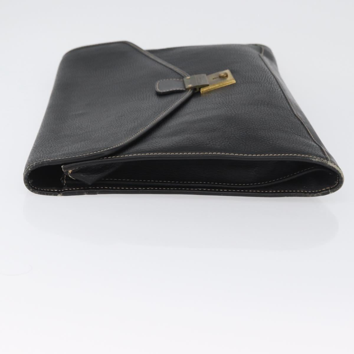 LOEWE Briefcase Leather Black Gold Auth bs33968