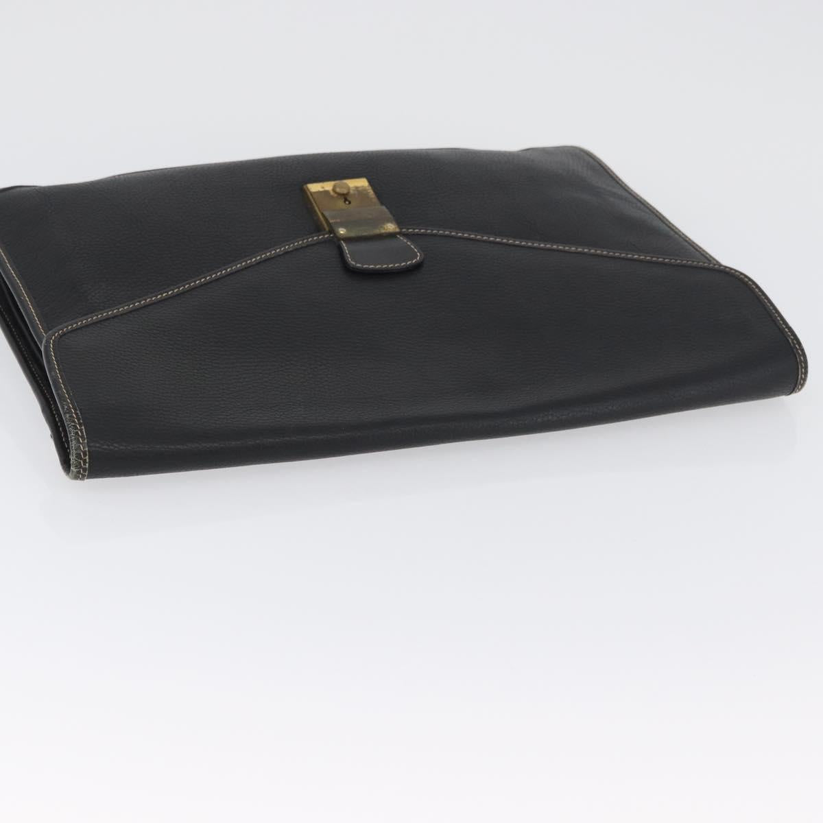 LOEWE Briefcase Leather Black Gold Auth bs33968