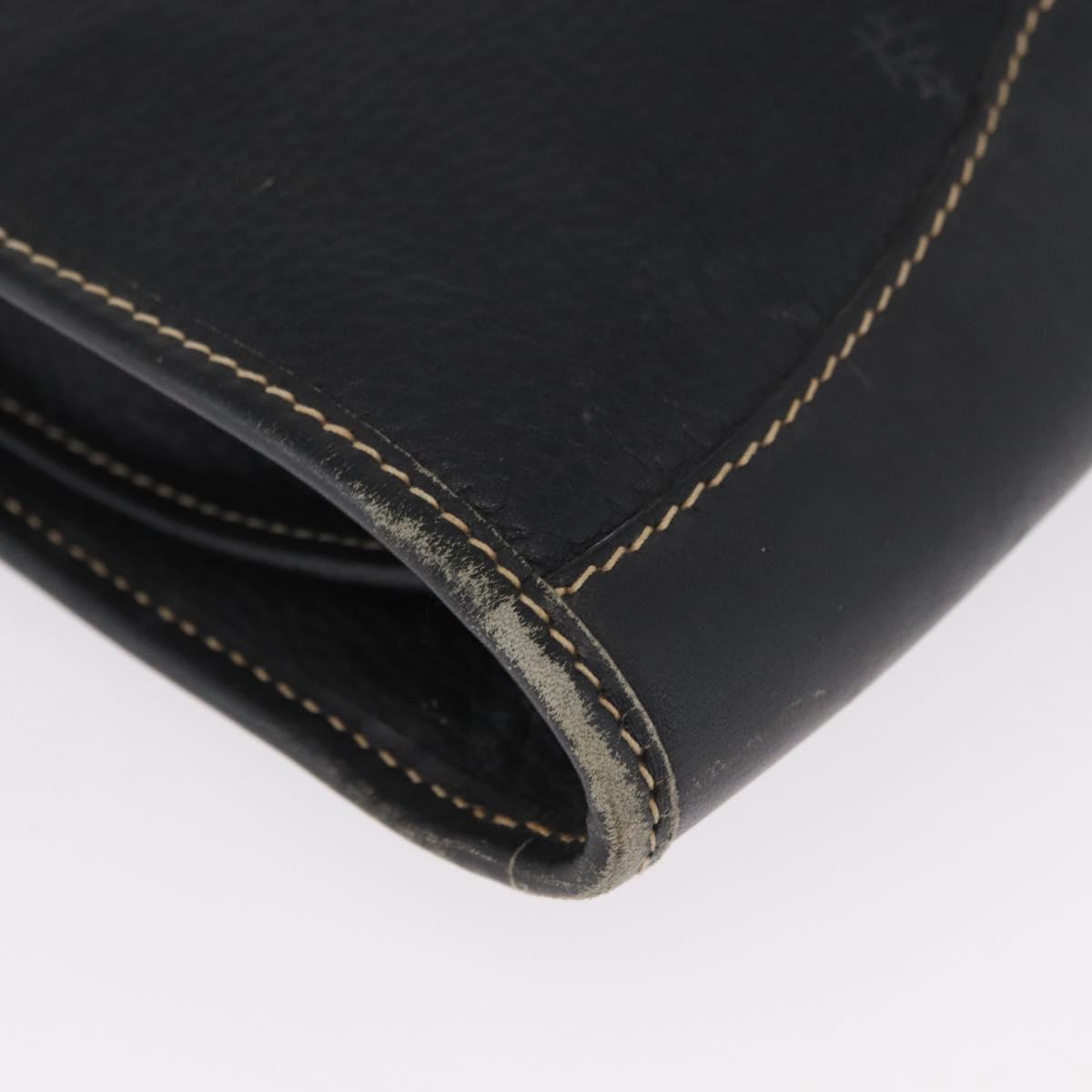 LOEWE Briefcase Leather Black Gold Auth bs33968