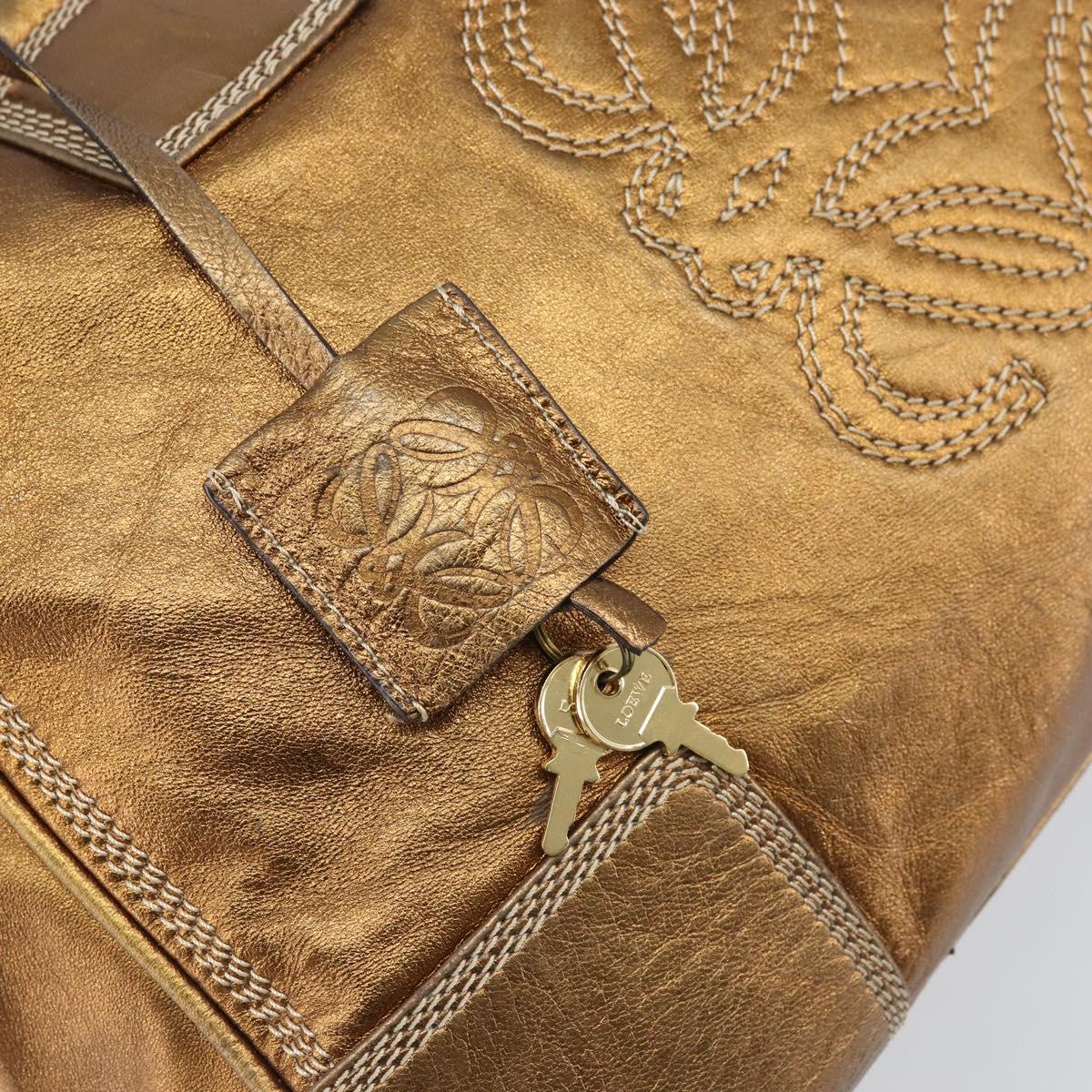 LOEWE Anagram Amazona 36 Hand Bag Leather Gold Tone Auth bs33969