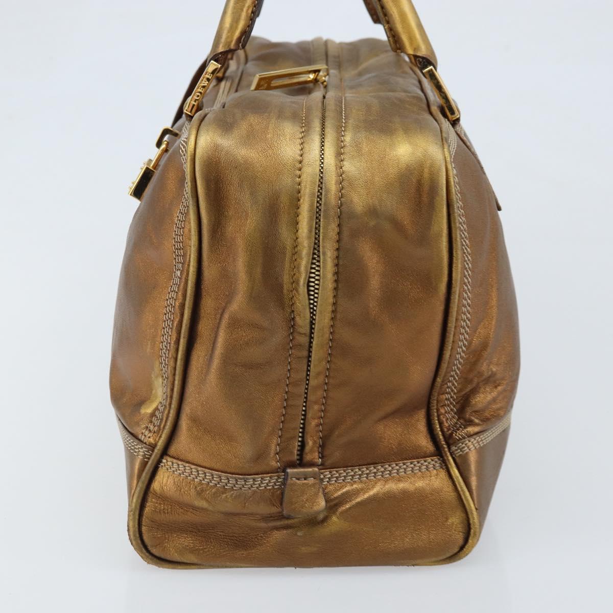 LOEWE Anagram Amazona 36 Hand Bag Leather Gold Tone Auth bs33969