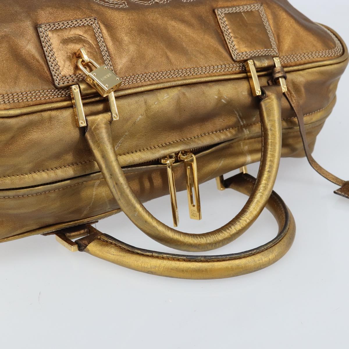 LOEWE Anagram Amazona 36 Hand Bag Leather Gold Tone Auth bs33969