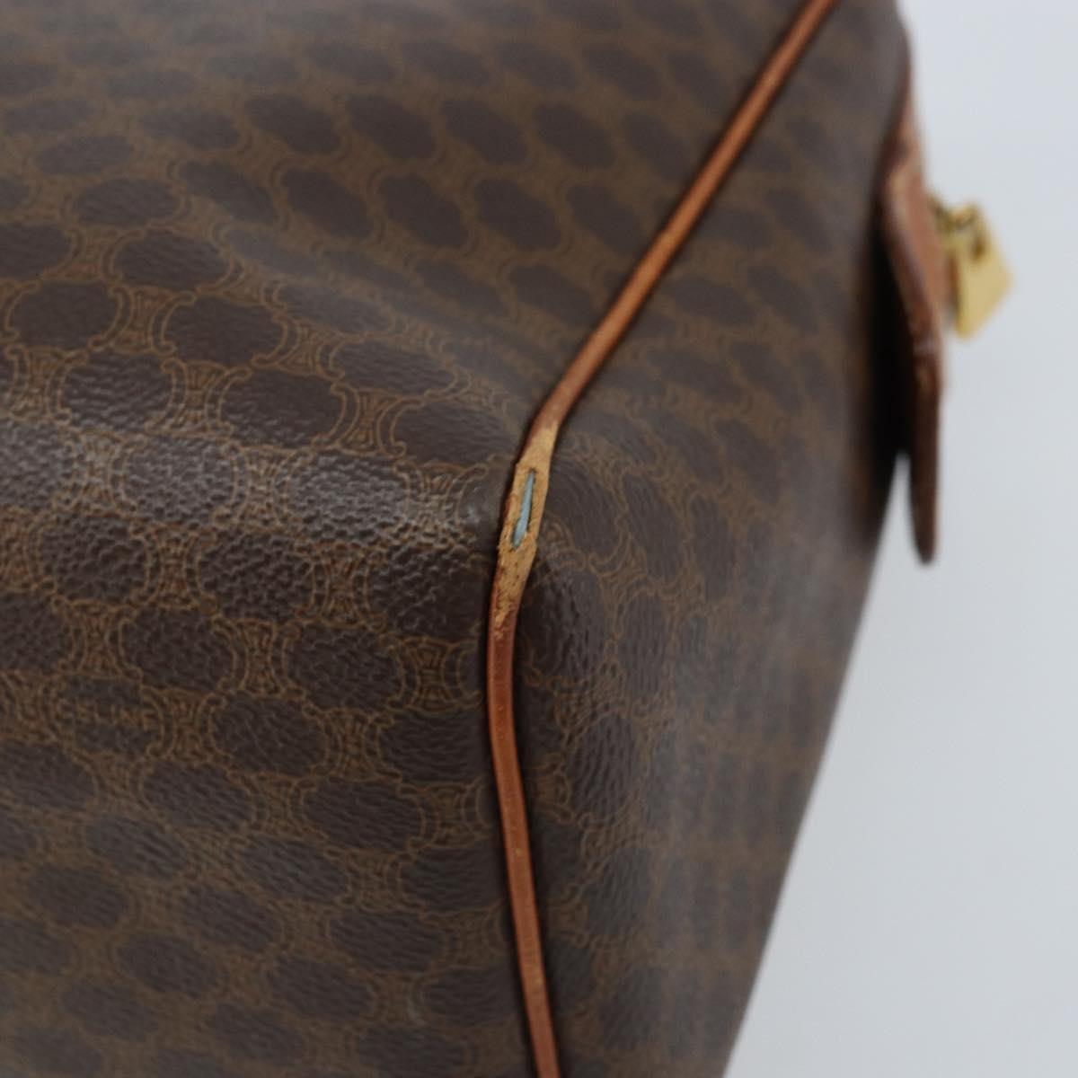 CELINE Macadam Canvas Hand Bag PVC Leather Brown Gold Auth bs33971
