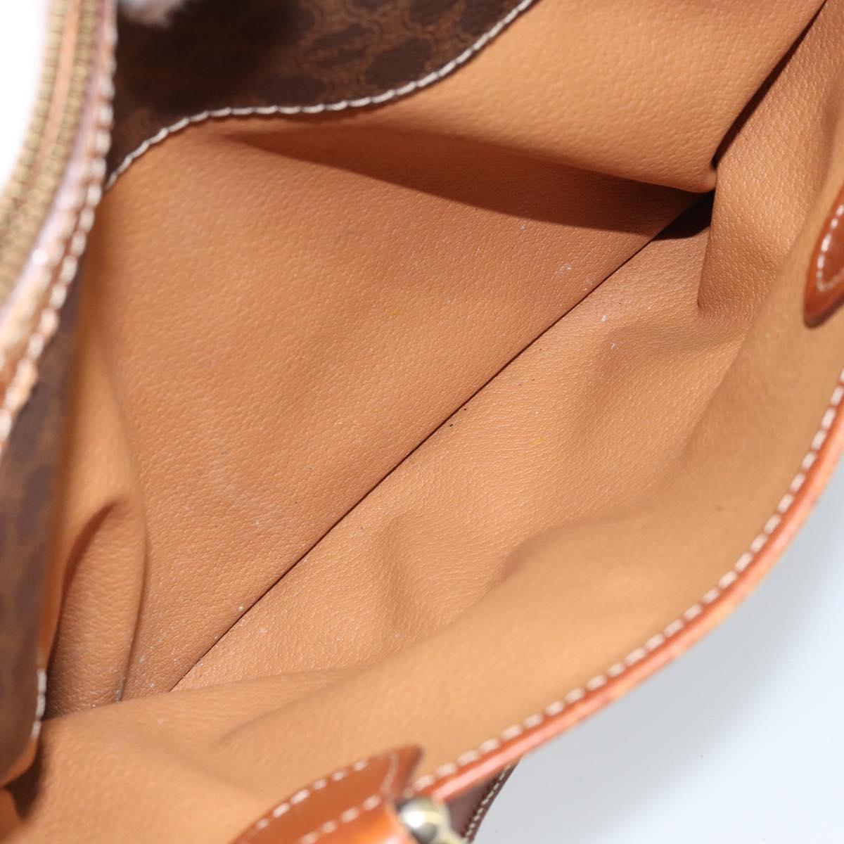 CELINE Macadam Canvas Hand Bag PVC Leather Brown Gold Auth bs33971