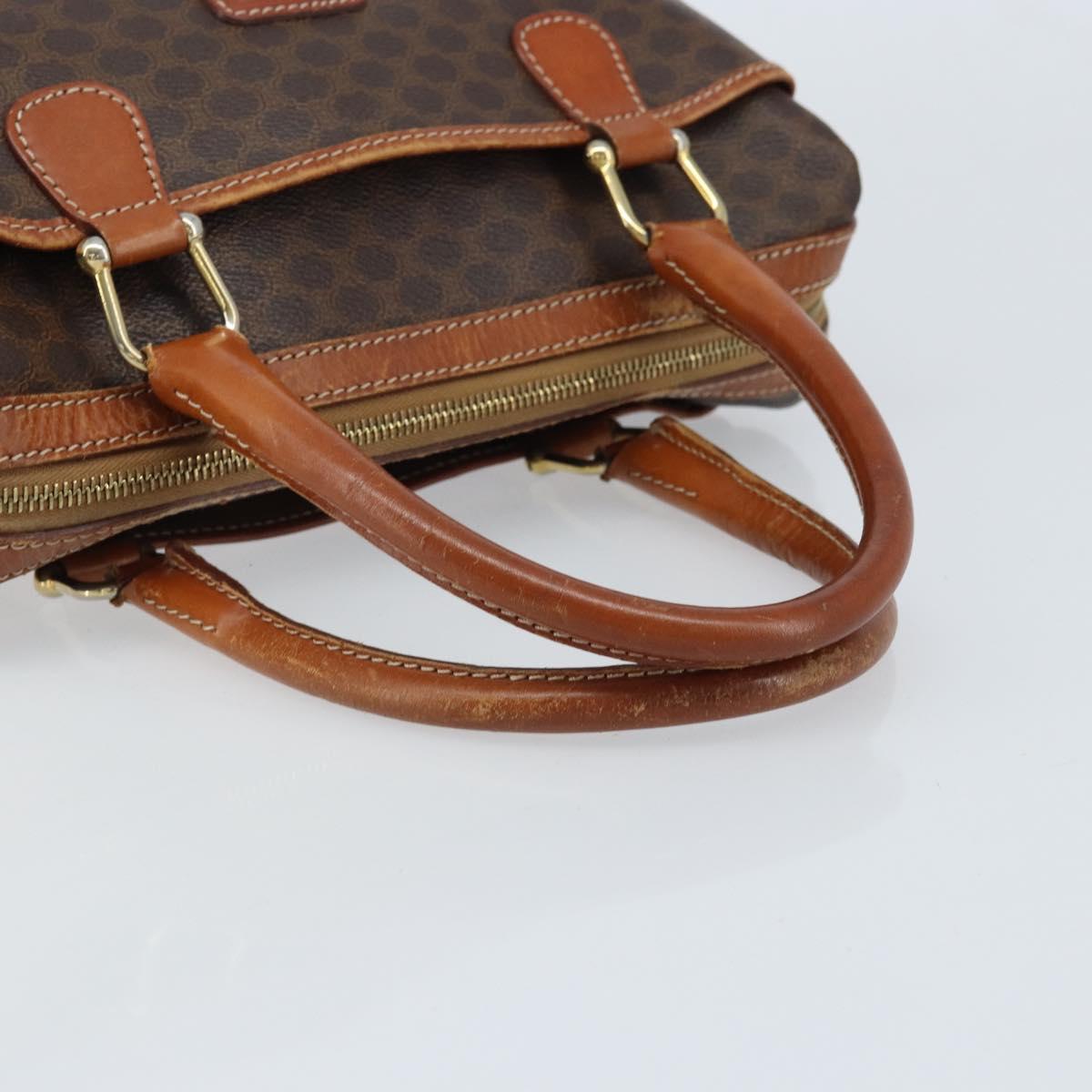 CELINE Macadam Canvas Hand Bag PVC Leather Brown Gold Auth bs33971