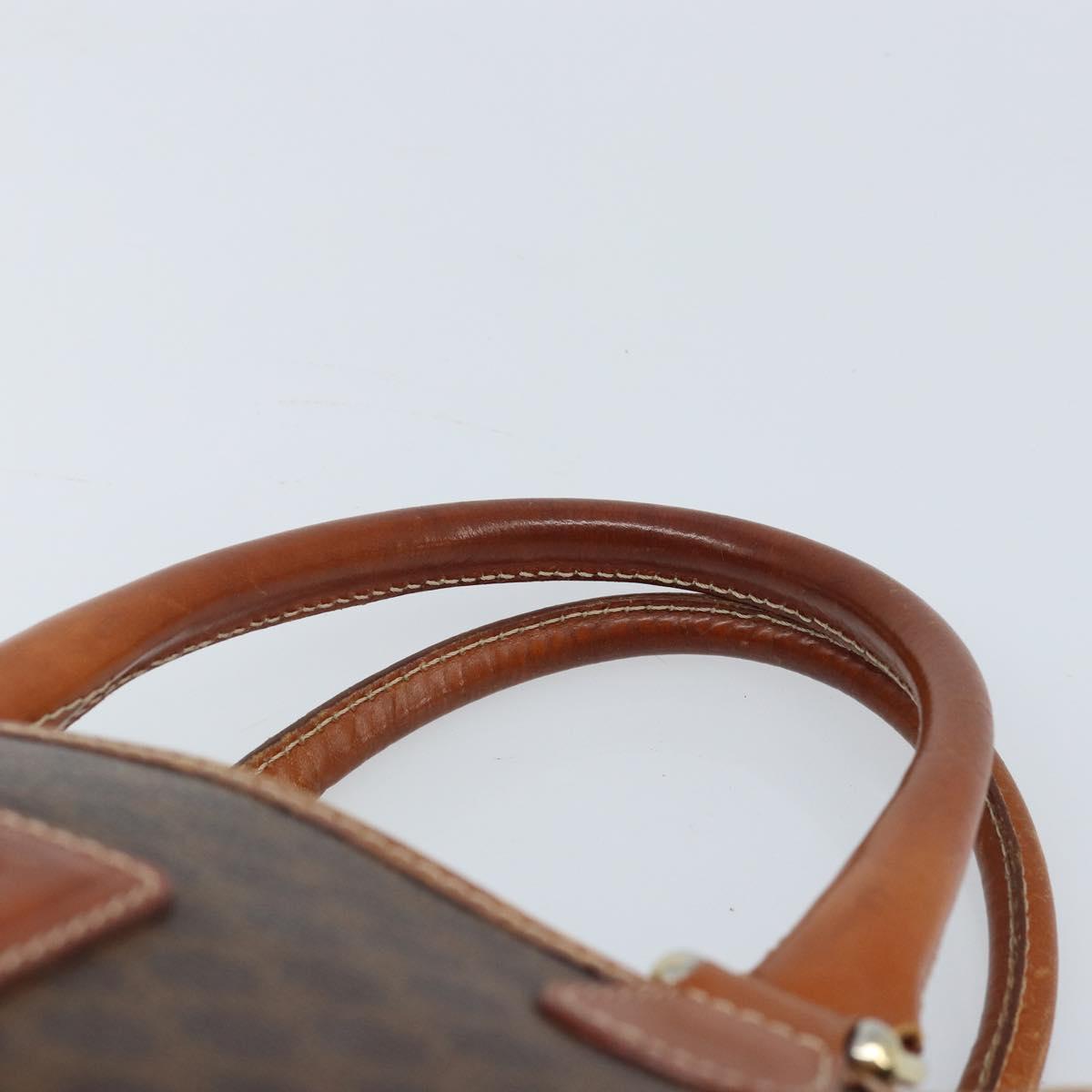CELINE Macadam Canvas Hand Bag PVC Leather Brown Gold Auth bs33971