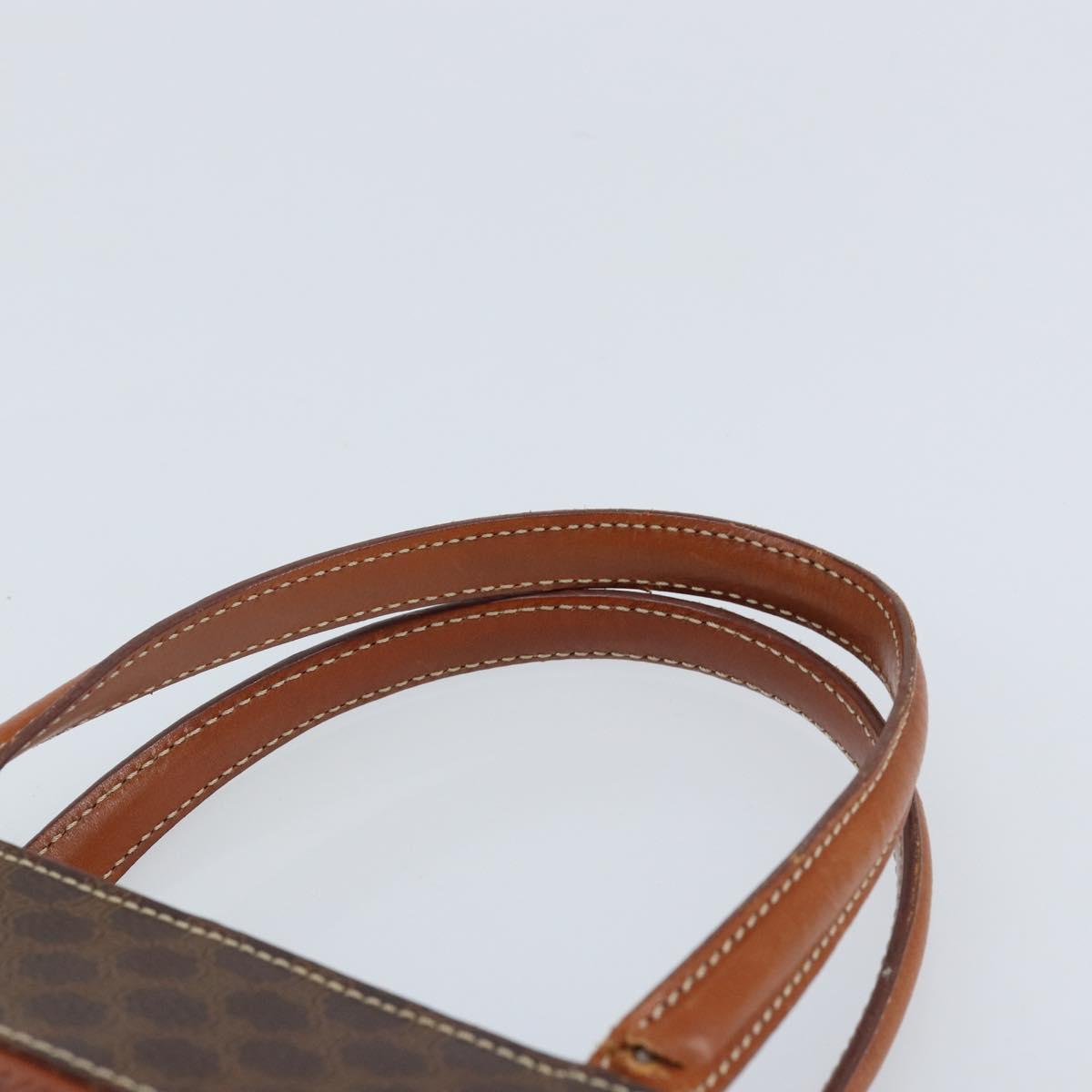 CELINE Macadam Canvas Hand Bag PVC Leather Brown Gold Auth bs33972