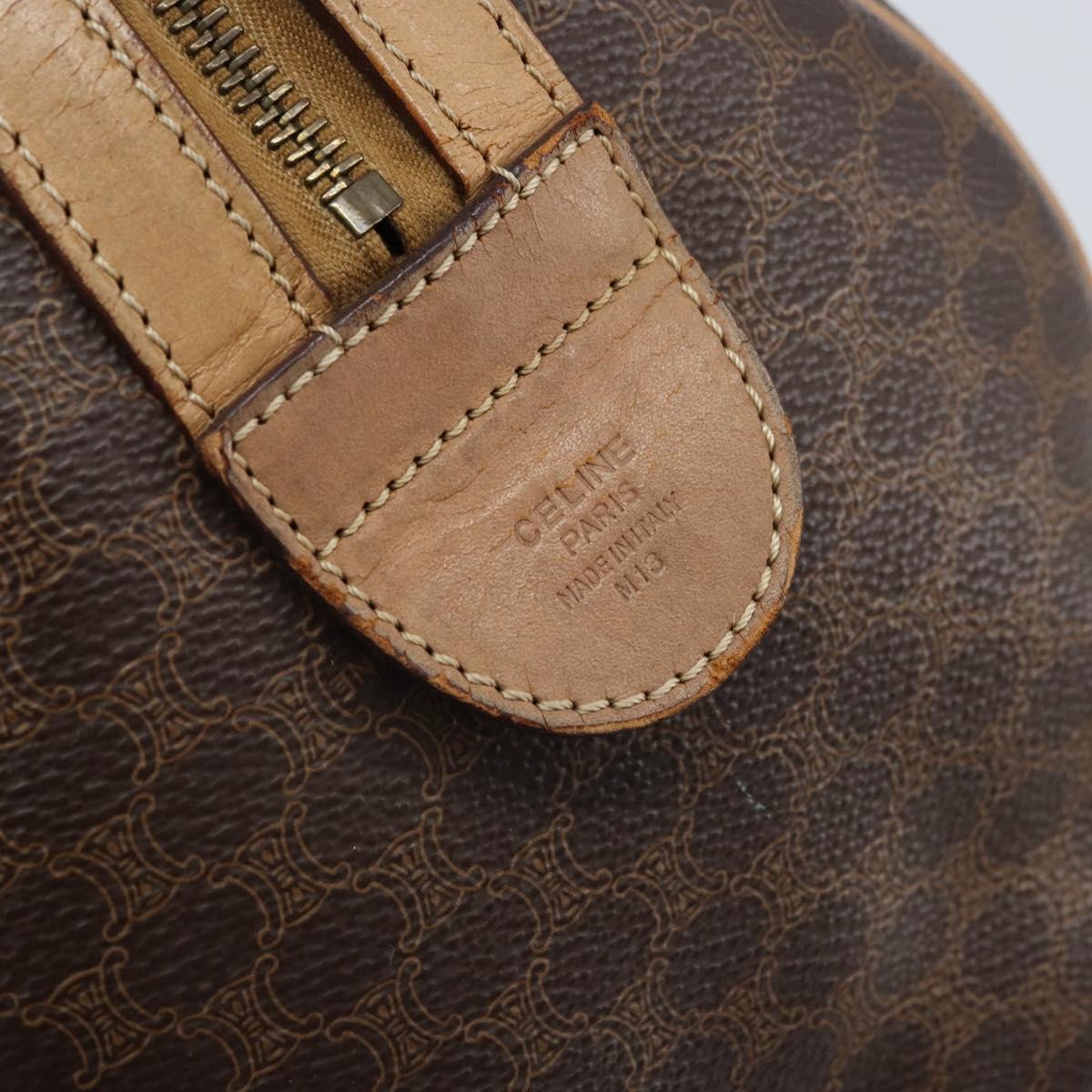 CELINE Macadam Canvas Hand Bag PVC Leather Brown Gold Auth bs33973