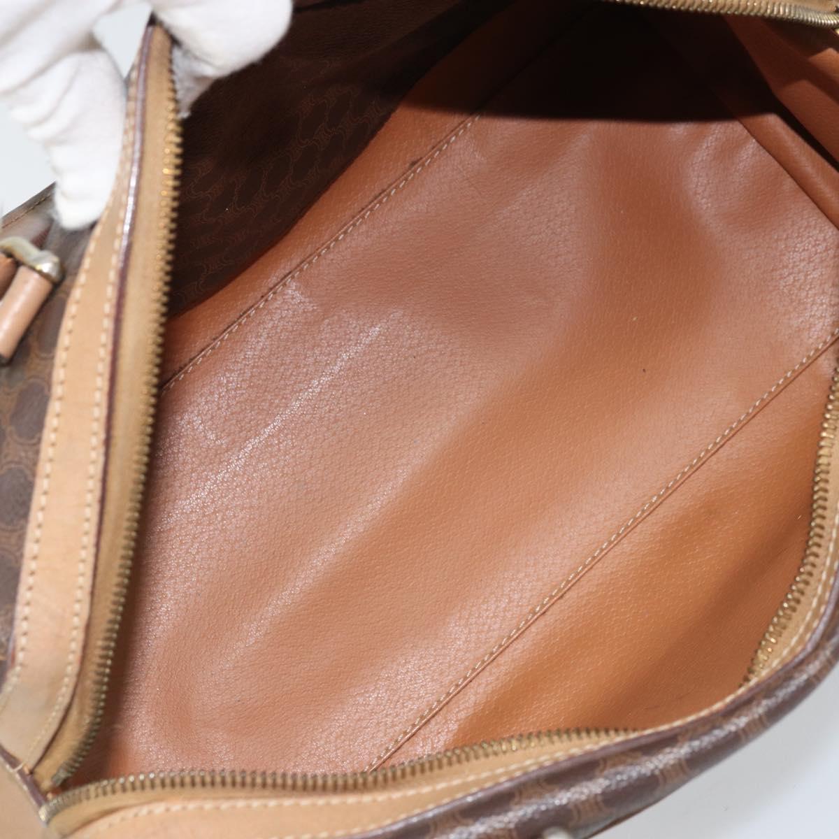 CELINE Macadam Canvas Hand Bag PVC Leather Brown Gold Auth bs33973
