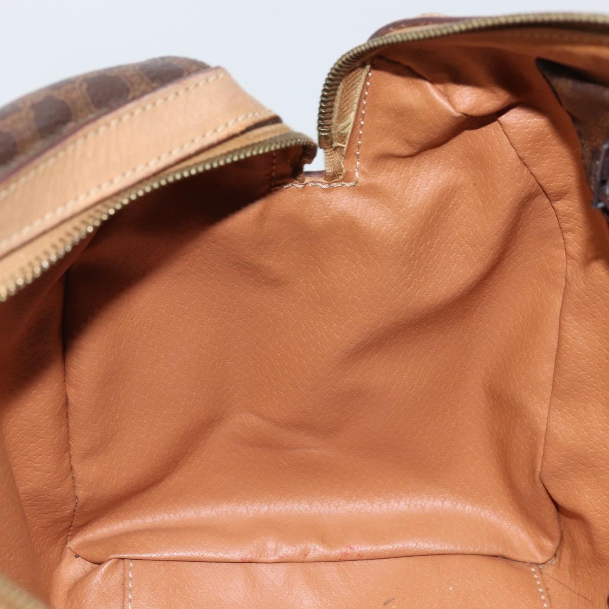 CELINE Macadam Canvas Hand Bag PVC Leather Brown Gold Auth bs33973