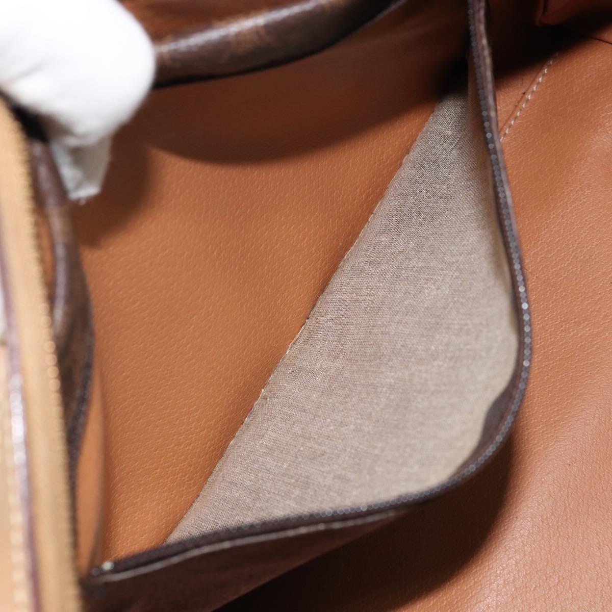 CELINE Macadam Canvas Hand Bag PVC Leather Brown Gold Auth bs33973