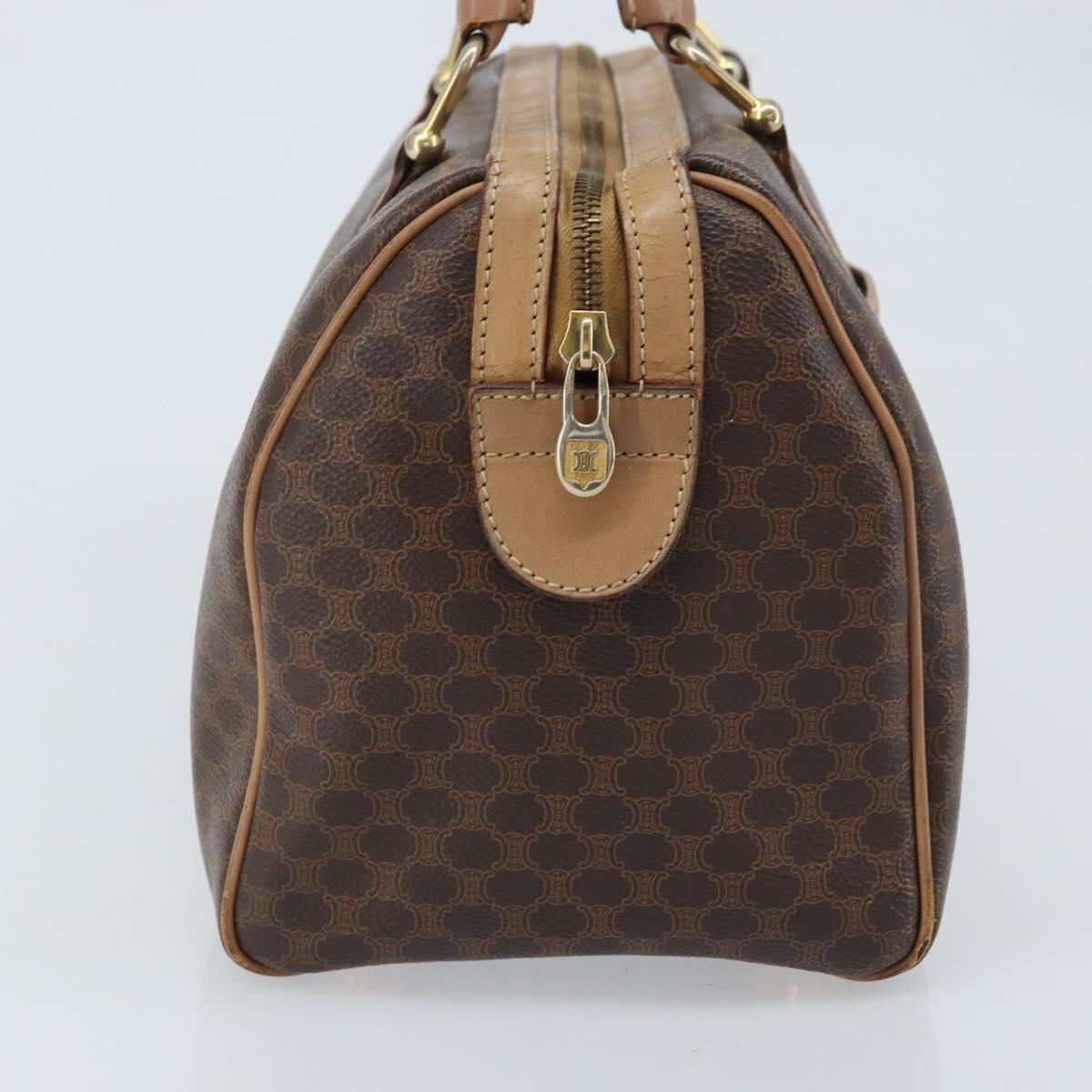 CELINE Macadam Canvas Hand Bag PVC Leather Brown Gold Auth bs33973