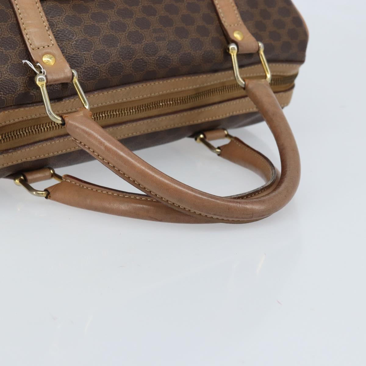 CELINE Macadam Canvas Hand Bag PVC Leather Brown Gold Auth bs33973