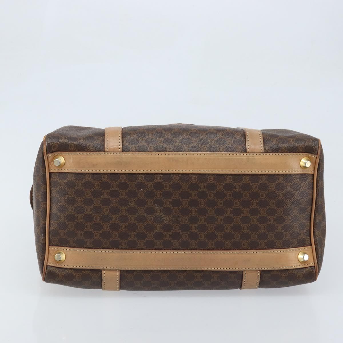 CELINE Macadam Canvas Hand Bag PVC Leather Brown Gold Auth bs33973
