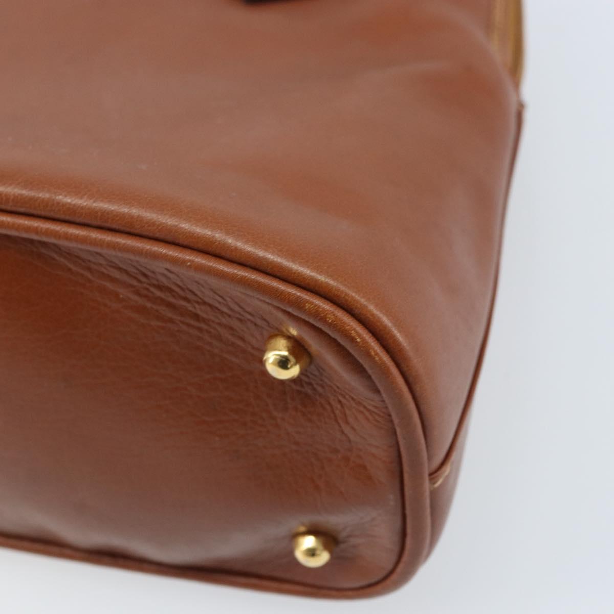 GUCCI Bamboo Hand Bag Leather Brown Gold 000 2058 0290 Auth bs33974