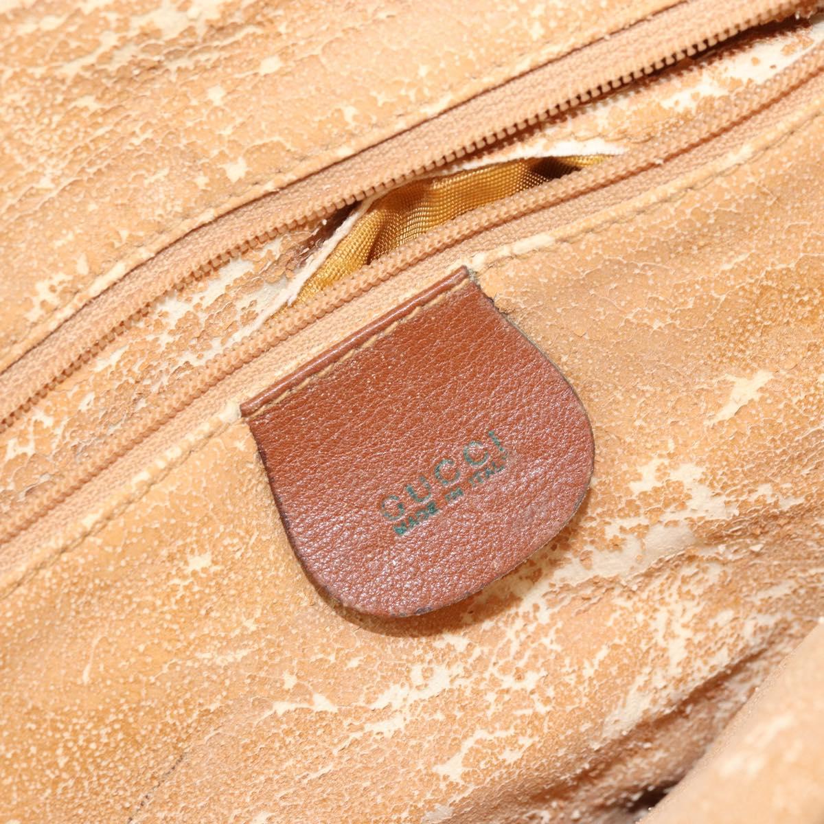 GUCCI Bamboo Hand Bag Leather Brown Gold 000 2058 0290 Auth bs33974