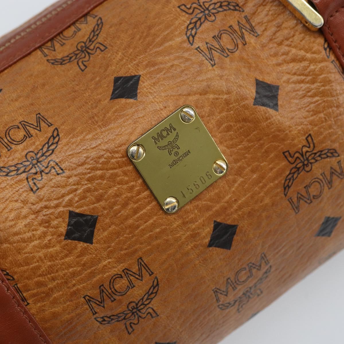 MCM Vicetos Logogram Hand Bag PVC Leather Brown Gold Auth bs33975