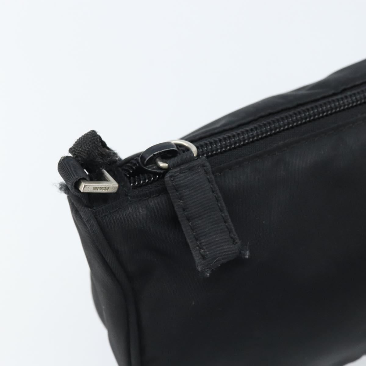 PRADA Accessory Pouch Nylon Black Silver Auth bs33980