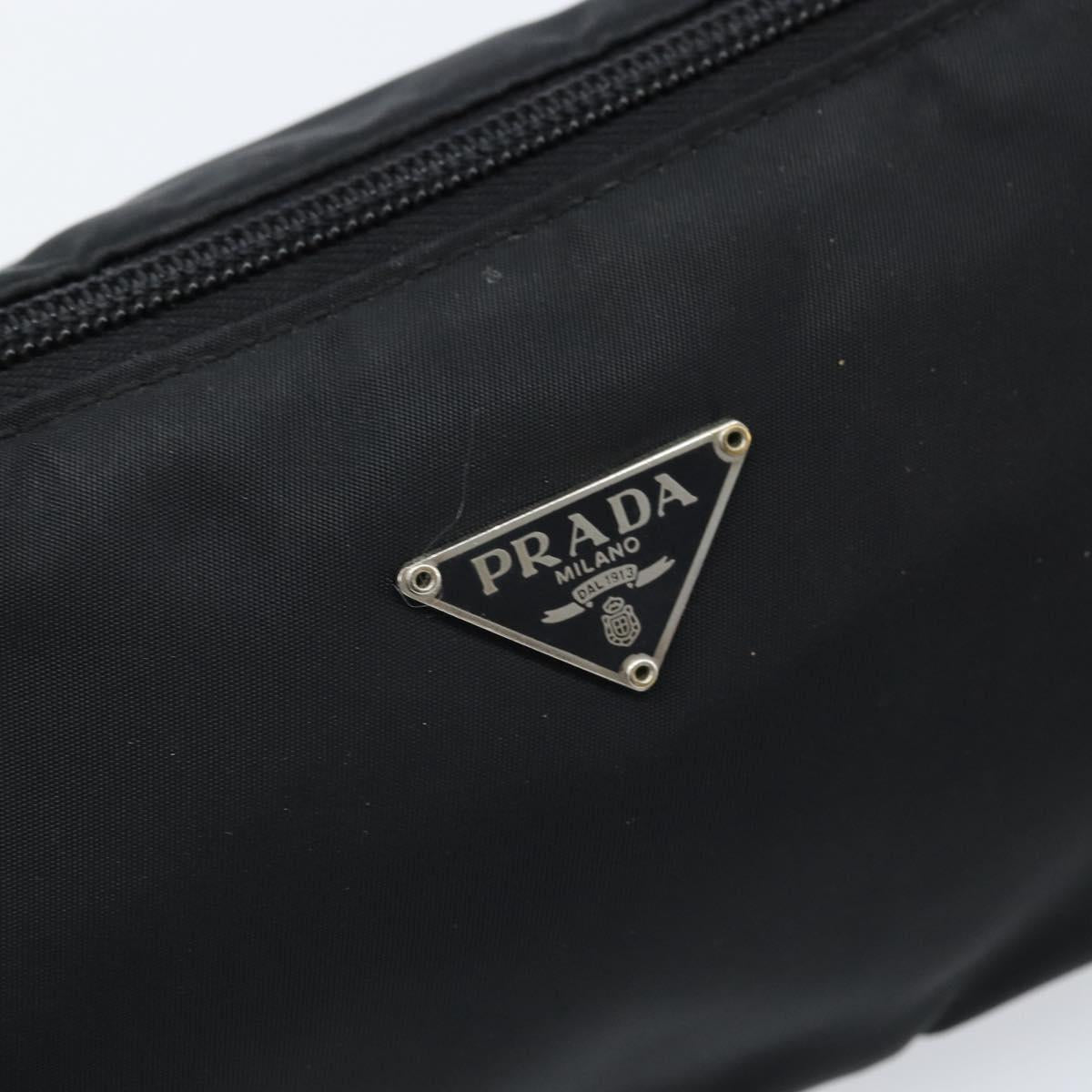 PRADA Accessory Pouch Nylon Black Silver Auth bs33980