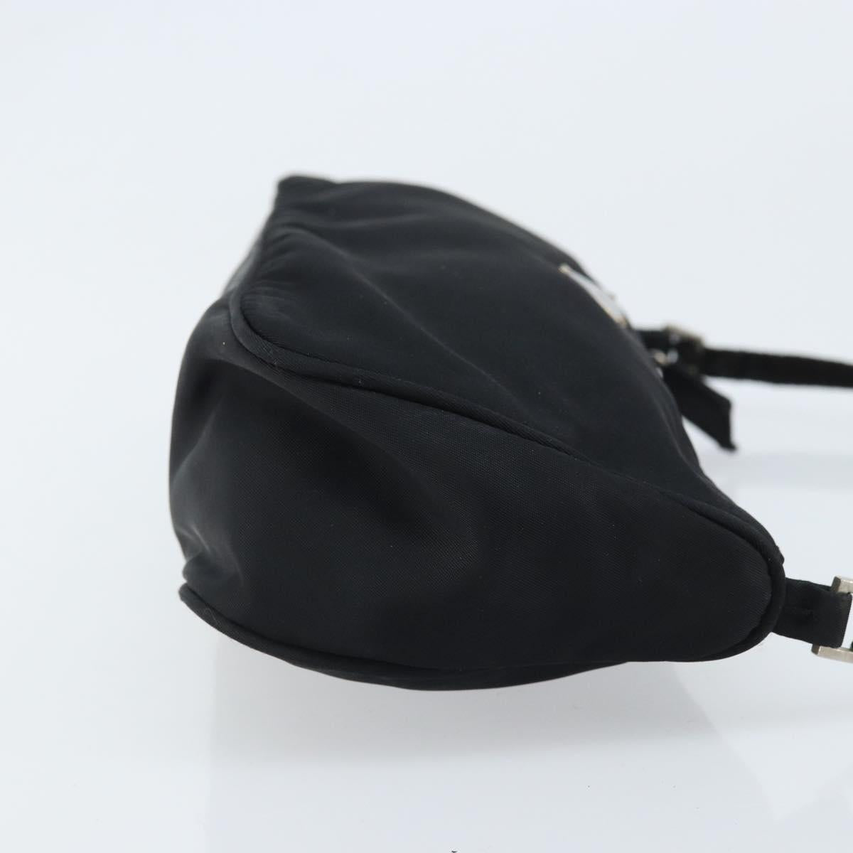 PRADA Accessory Pouch Nylon Black Silver Auth bs33980