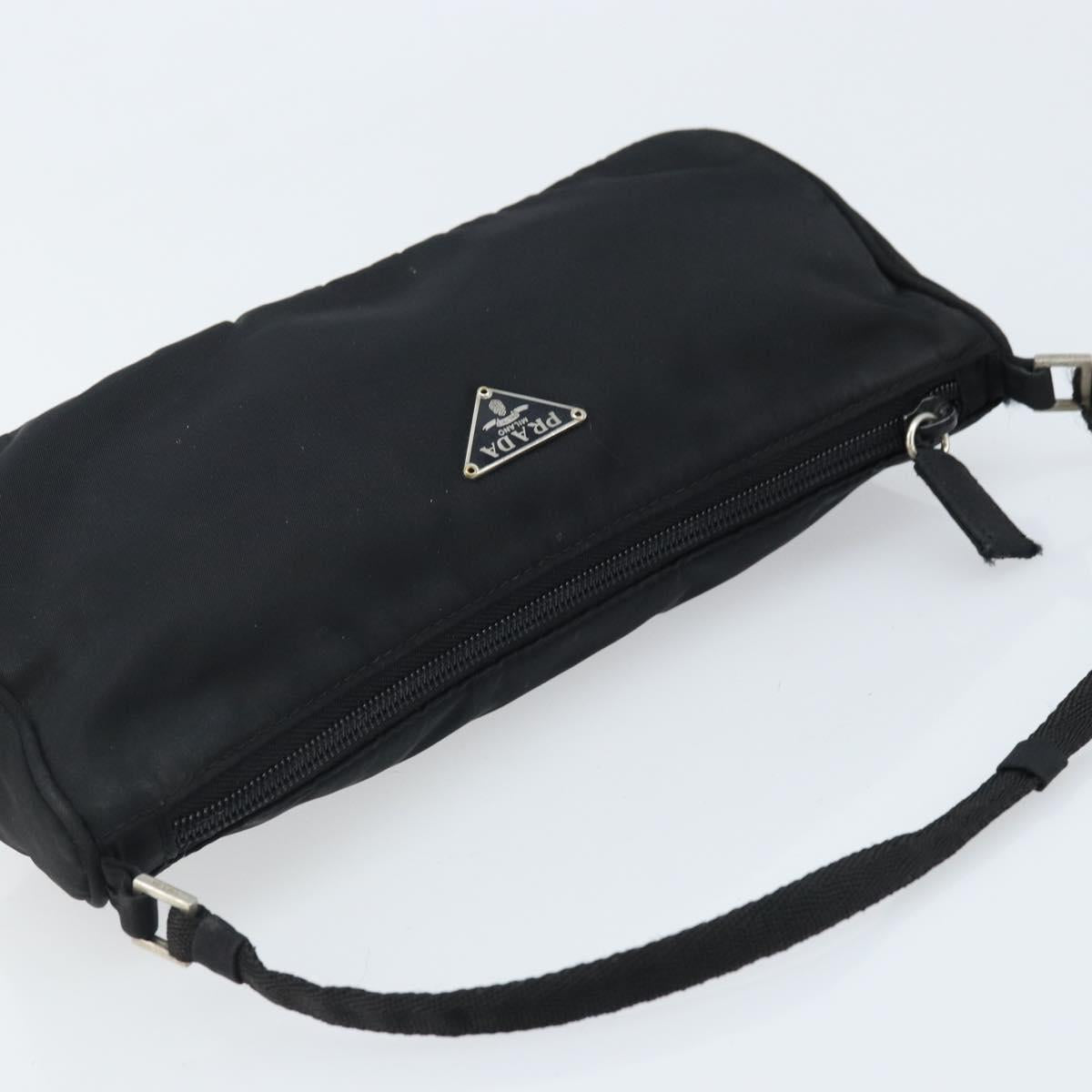 PRADA Accessory Pouch Nylon Black Silver Auth bs33980