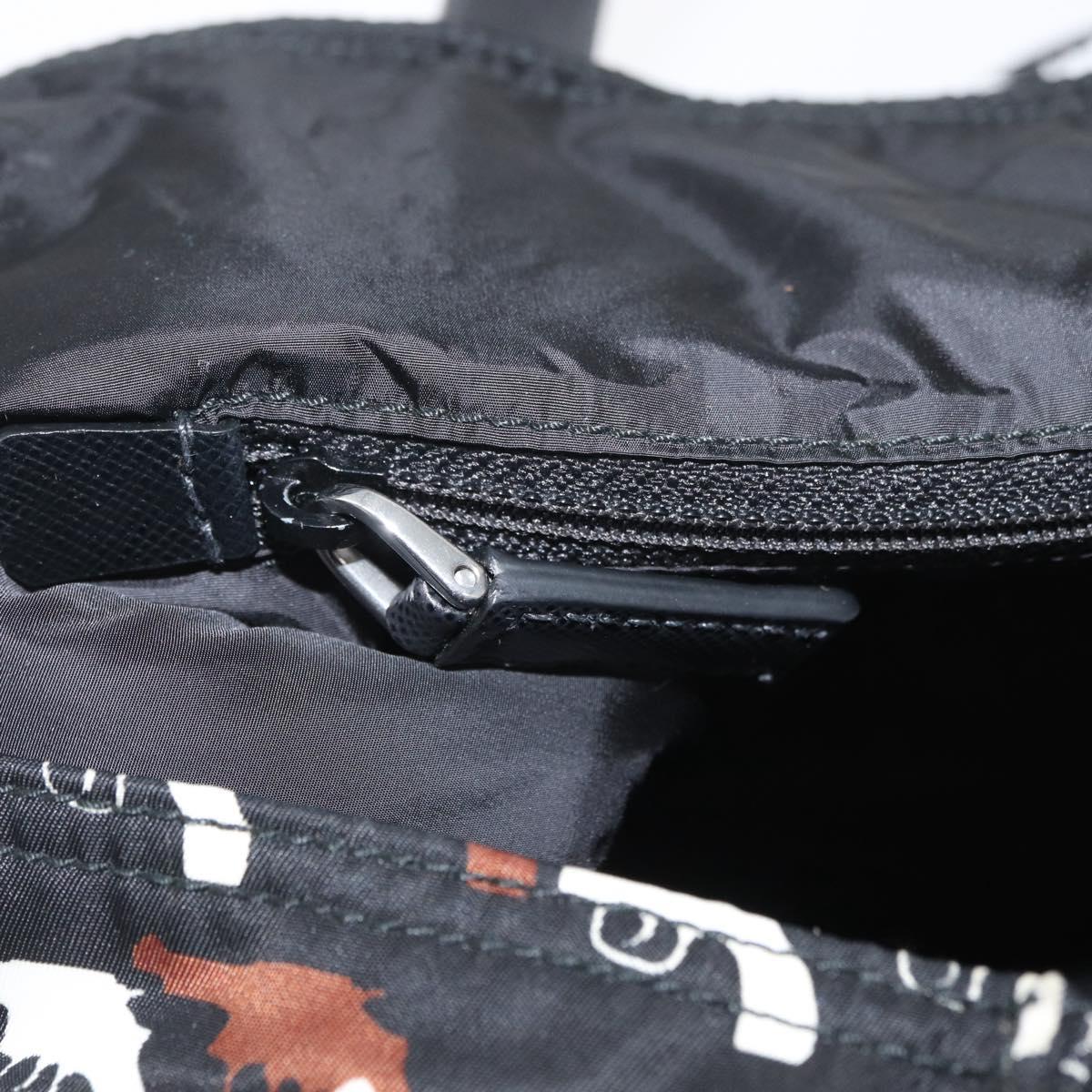 PRADA Hand Bag Nylon Black White Auth bs33981
