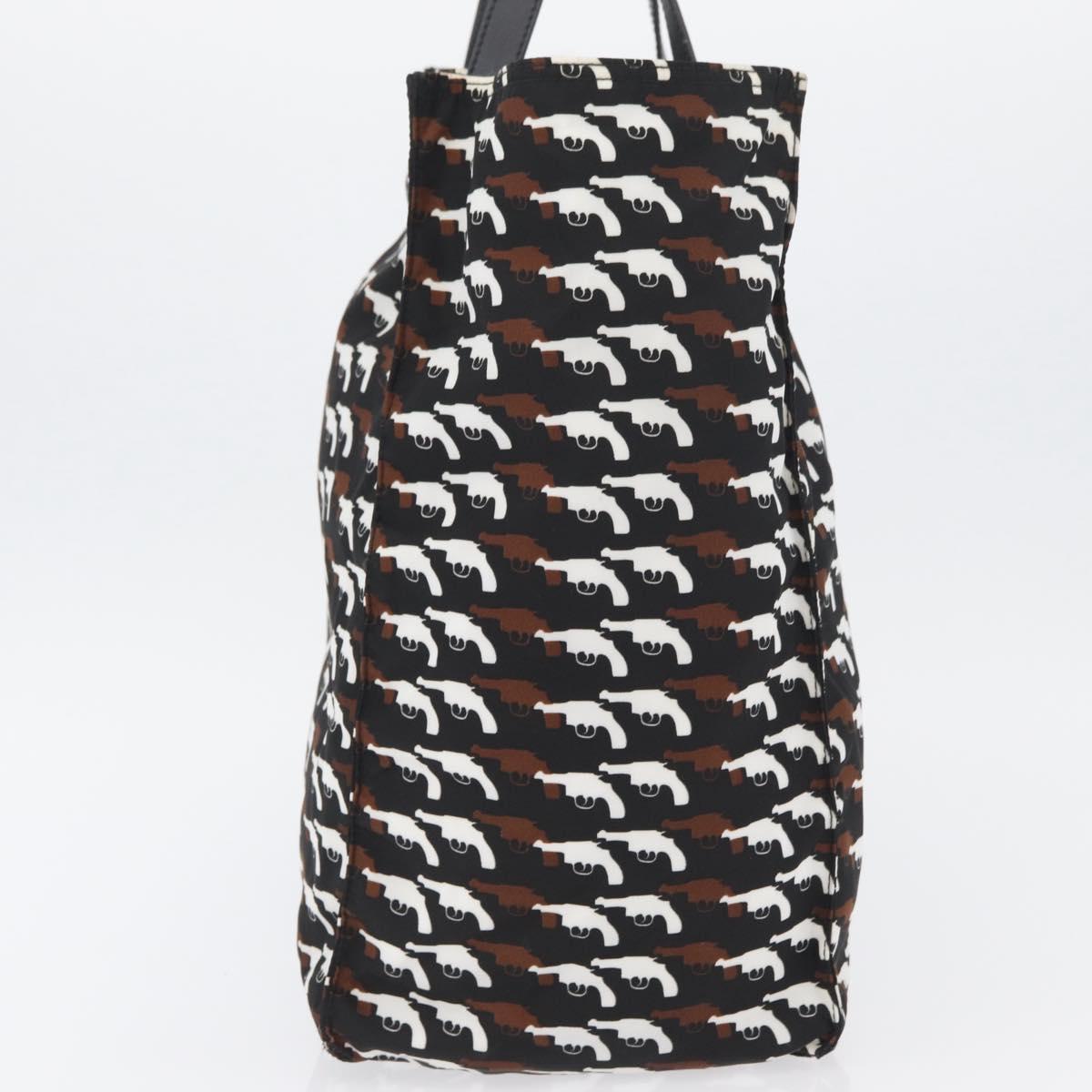 PRADA Hand Bag Nylon Black White Auth bs33981