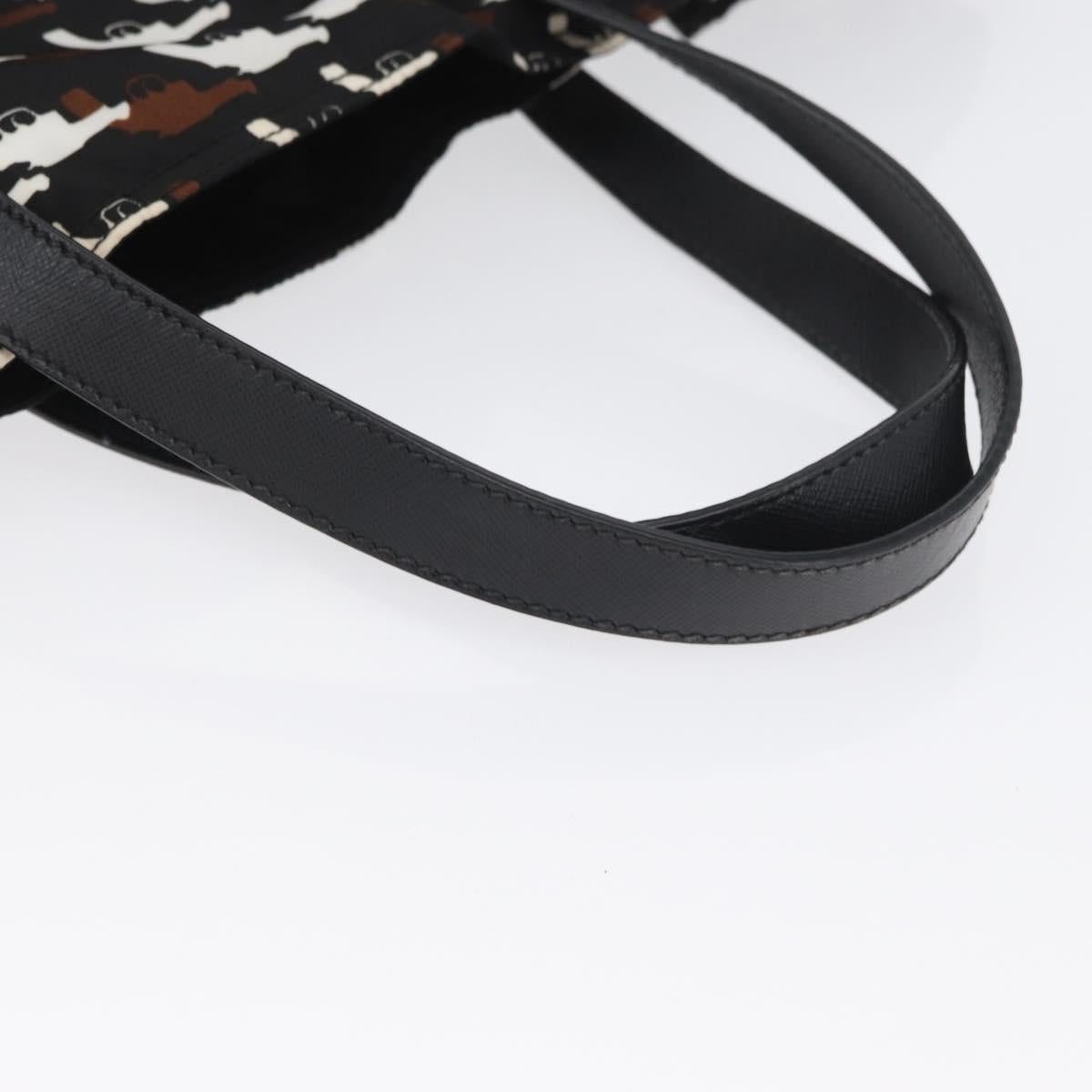 PRADA Hand Bag Nylon Black White Auth bs33981
