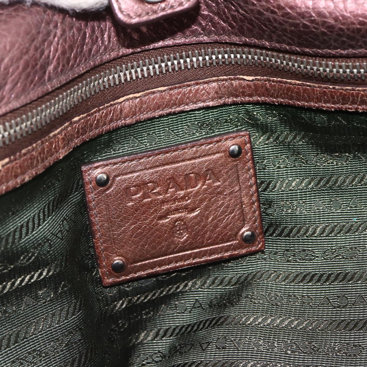 PRADA Hand Bag Leather 2way Bronze Silver Auth bs33982