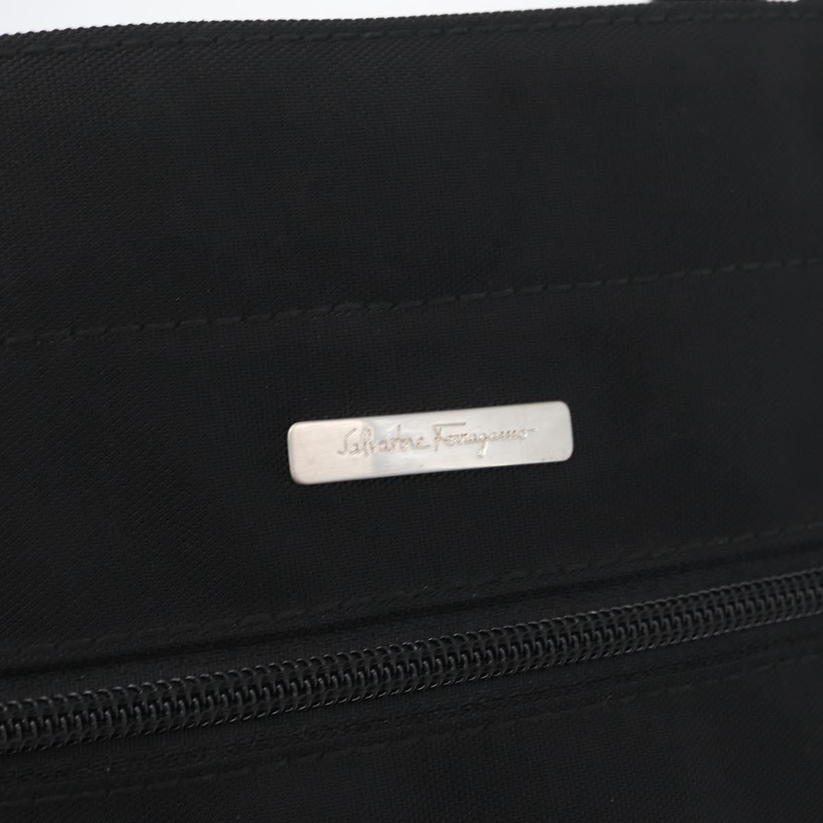 Salvatore Ferragamo Hand Bag Canvas Black Silver Auth bs33983