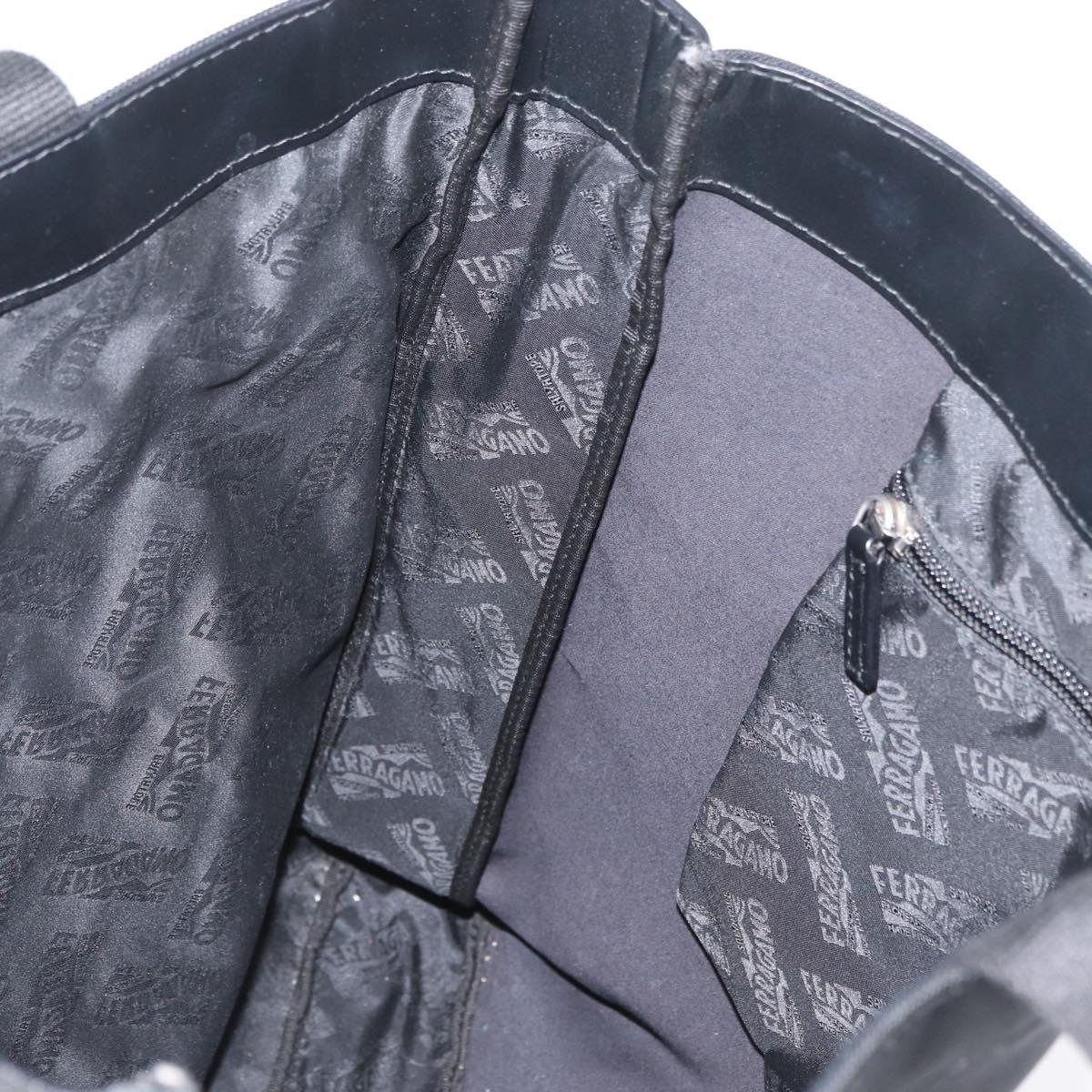 Salvatore Ferragamo Hand Bag Canvas Black Silver Auth bs33983